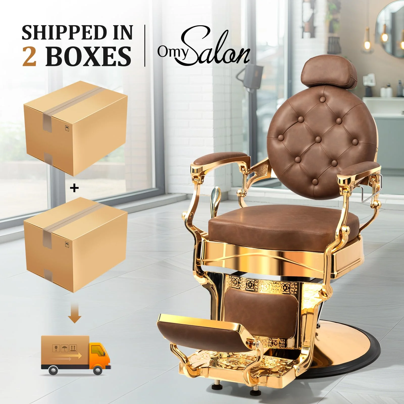 OmySalon BC1604 Retro Heavy Duty Hydraulic Recline Barber Chair - Image 27