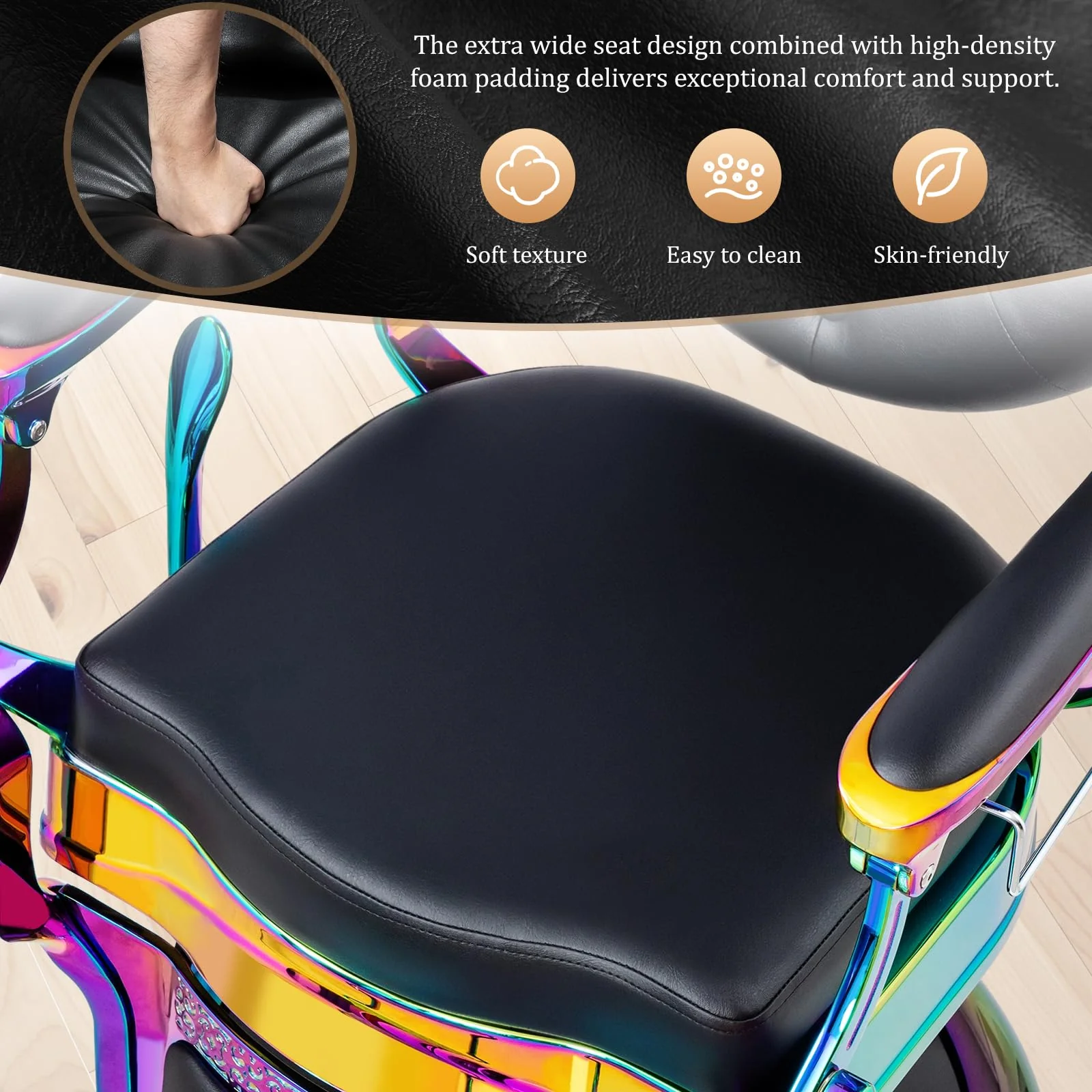 OmySalon BC1604 Retro Heavy Duty Hydraulic Recline Barber Chair - Image 4