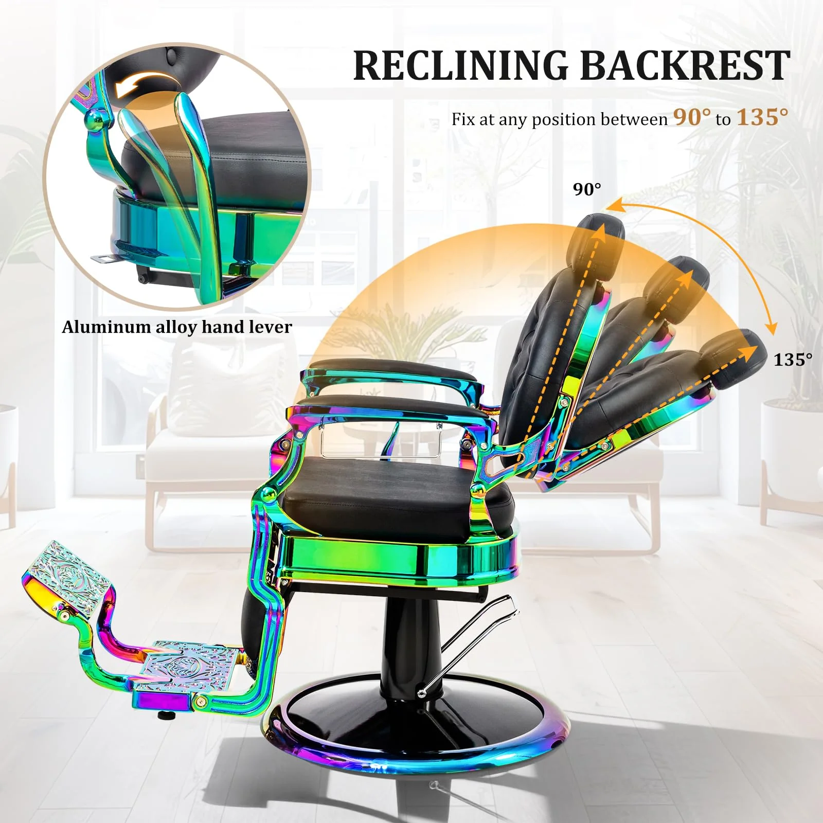 OmySalon BC1604 Retro Heavy Duty Hydraulic Recline Barber Chair - Image 7