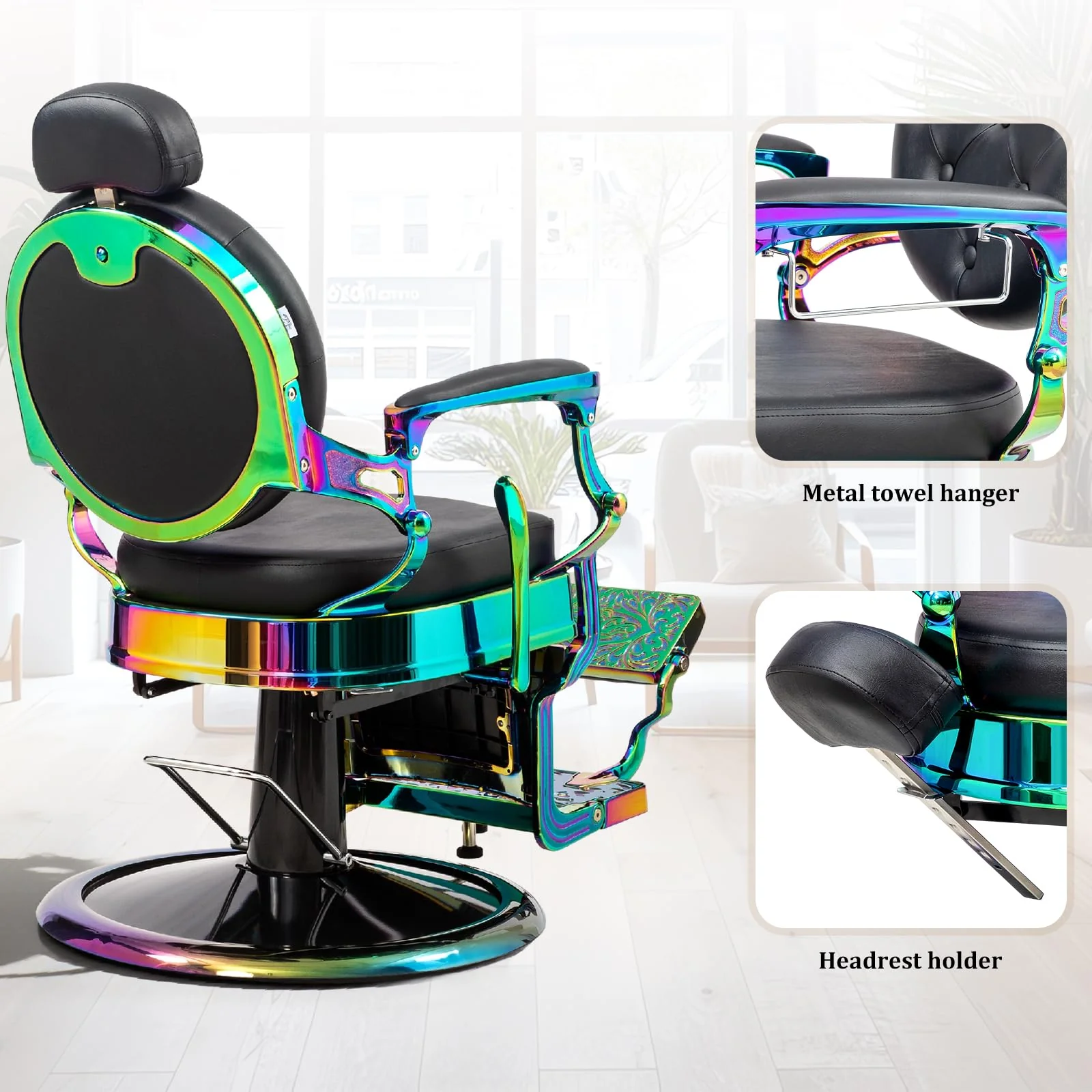 OmySalon BC1604 Retro Heavy Duty Hydraulic Recline Barber Chair - Image 8