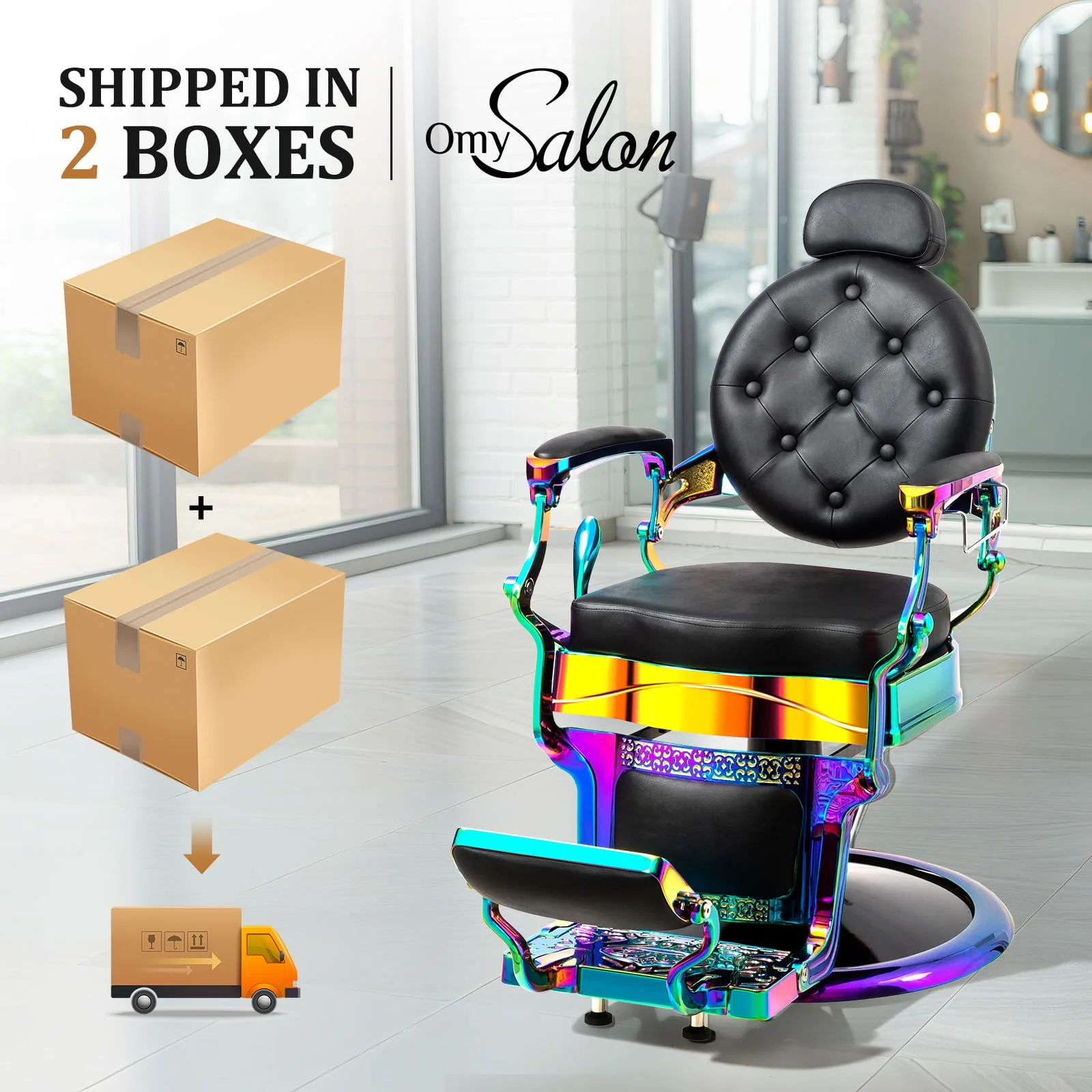 OmySalon BC1604 Retro Heavy Duty Hydraulic Recline Barber Chair - Image 9