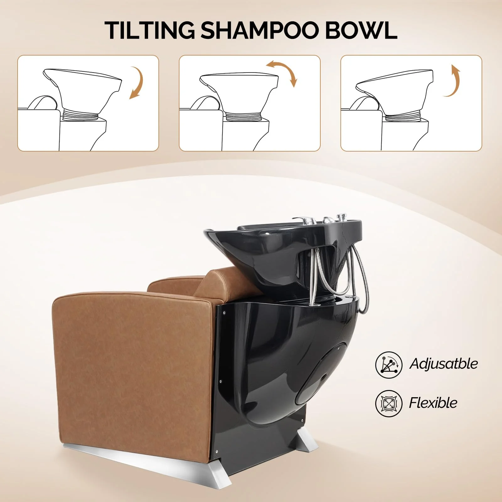 OmySalon BU1221 Salon Shampoo Backwash Chair Unit with Ceramic Shampoo Bowl & Adjustable Footrest - Image 14