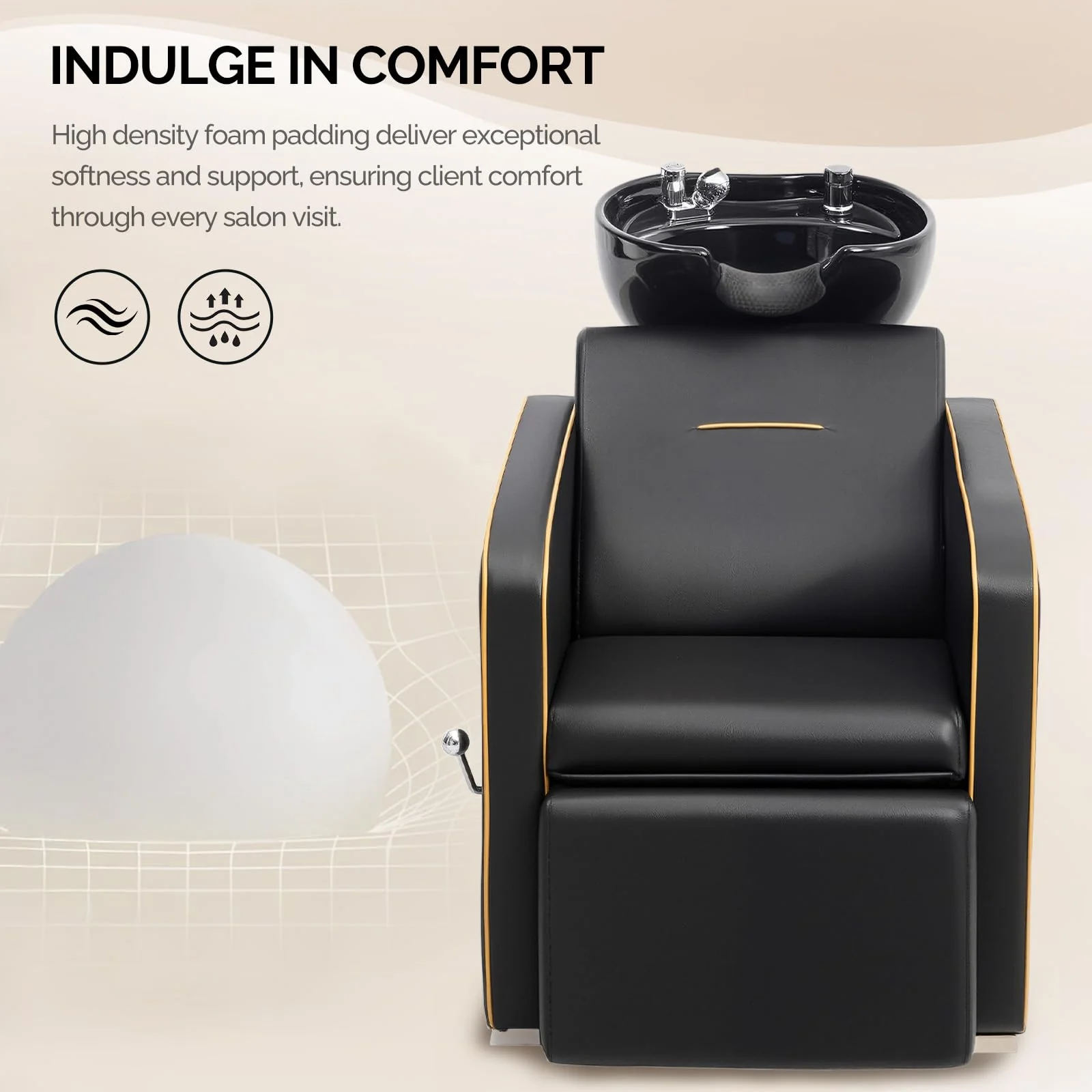 OmySalon BU1221 Salon Shampoo Backwash Chair Unit with Ceramic Shampoo Bowl & Adjustable Footrest - Image 4