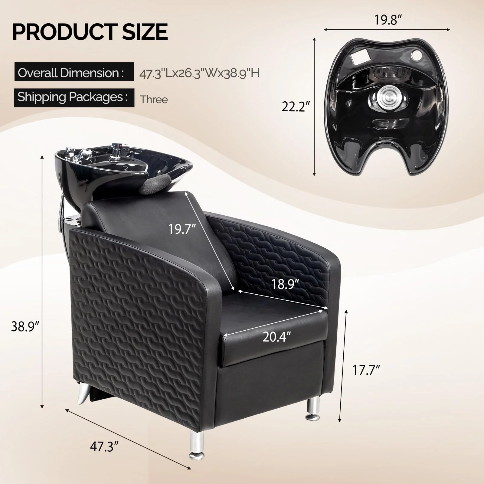 OmySalon BU1411 Salon Shampoo Bowl and Chair Backwash Unit with Tilting Porcelain Bowl - Image 2