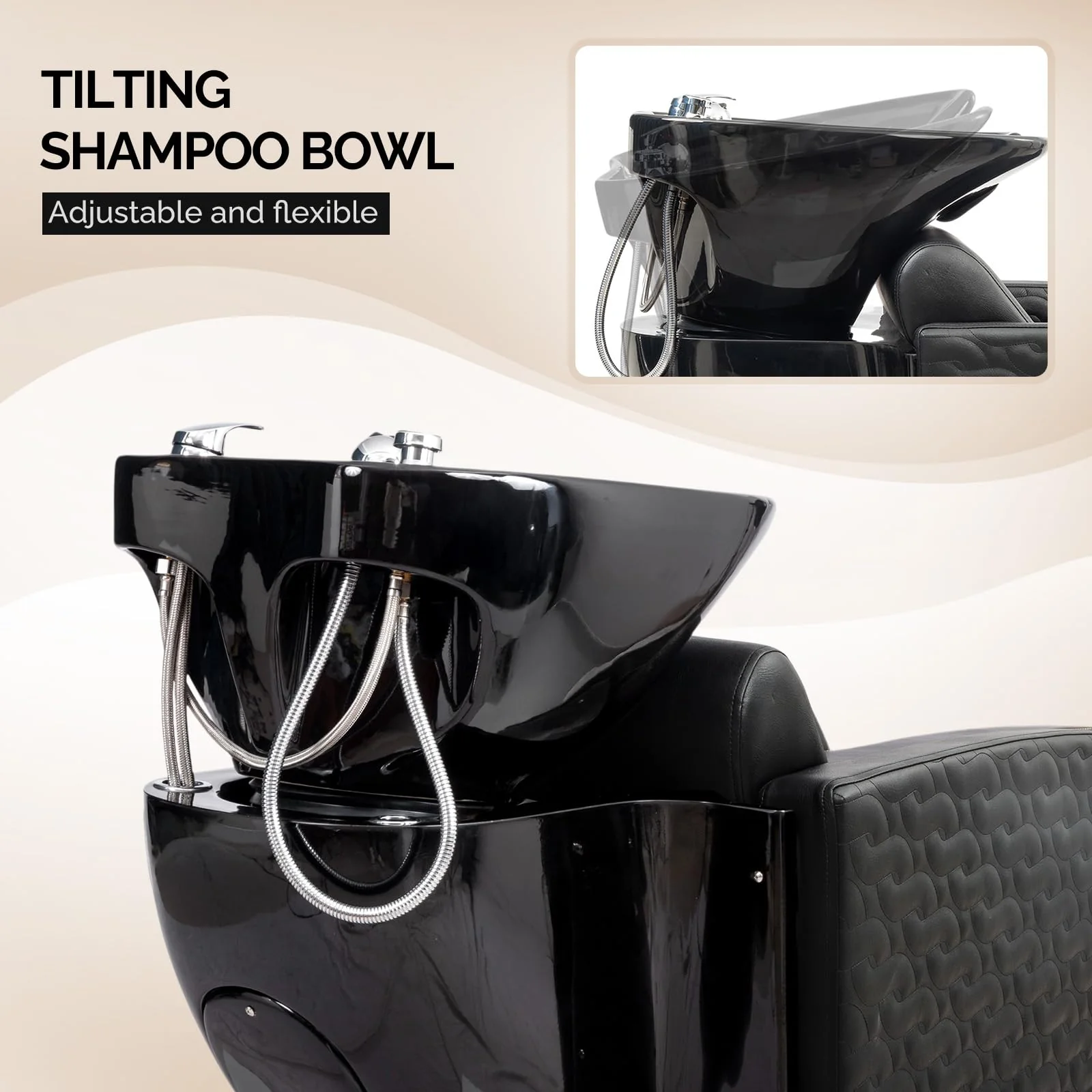 OmySalon BU1411 Salon Shampoo Bowl and Chair Backwash Unit with Tilting Porcelain Bowl - Image 5