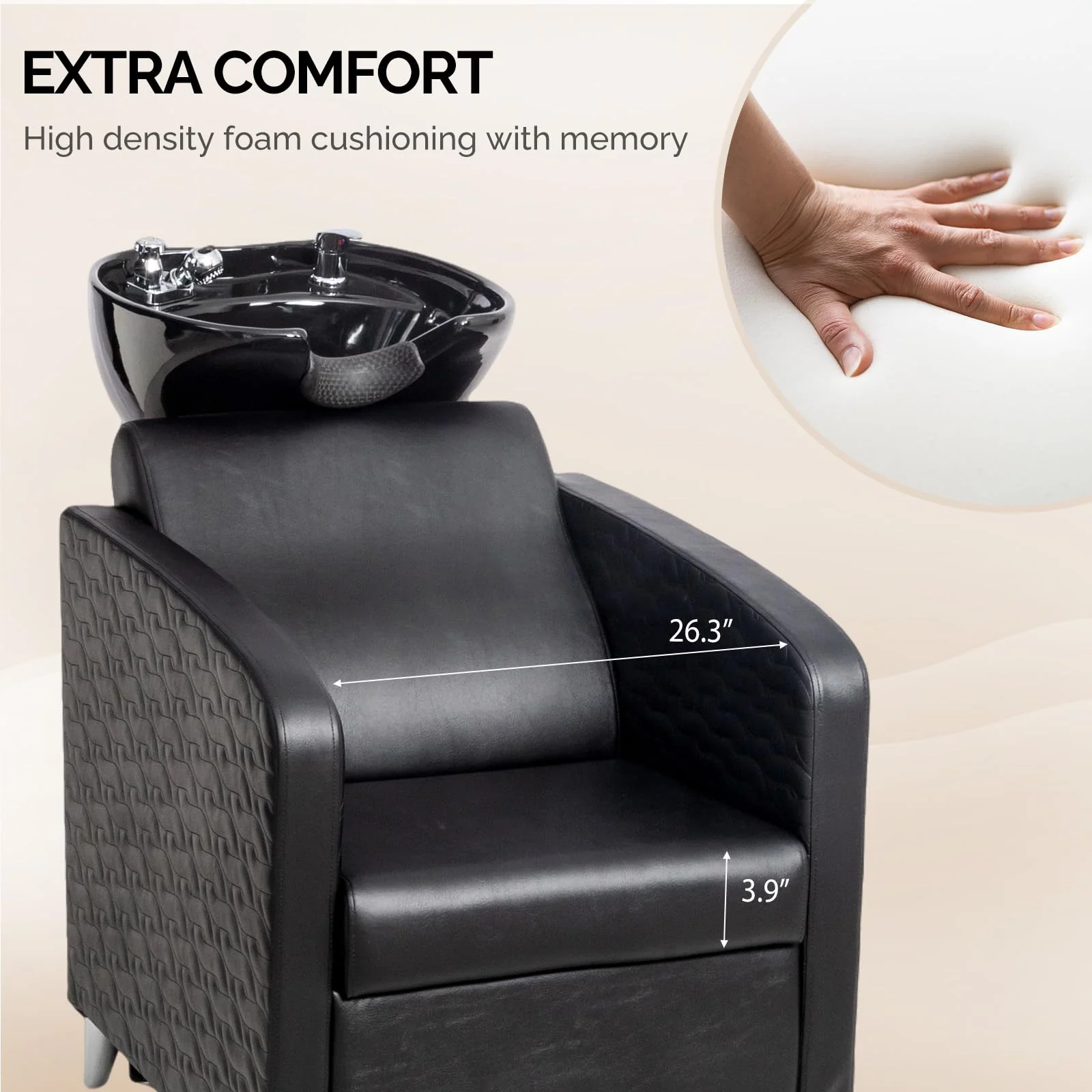 OmySalon BU1411 Salon Shampoo Bowl and Chair Backwash Unit with Tilting Porcelain Bowl - Image 8