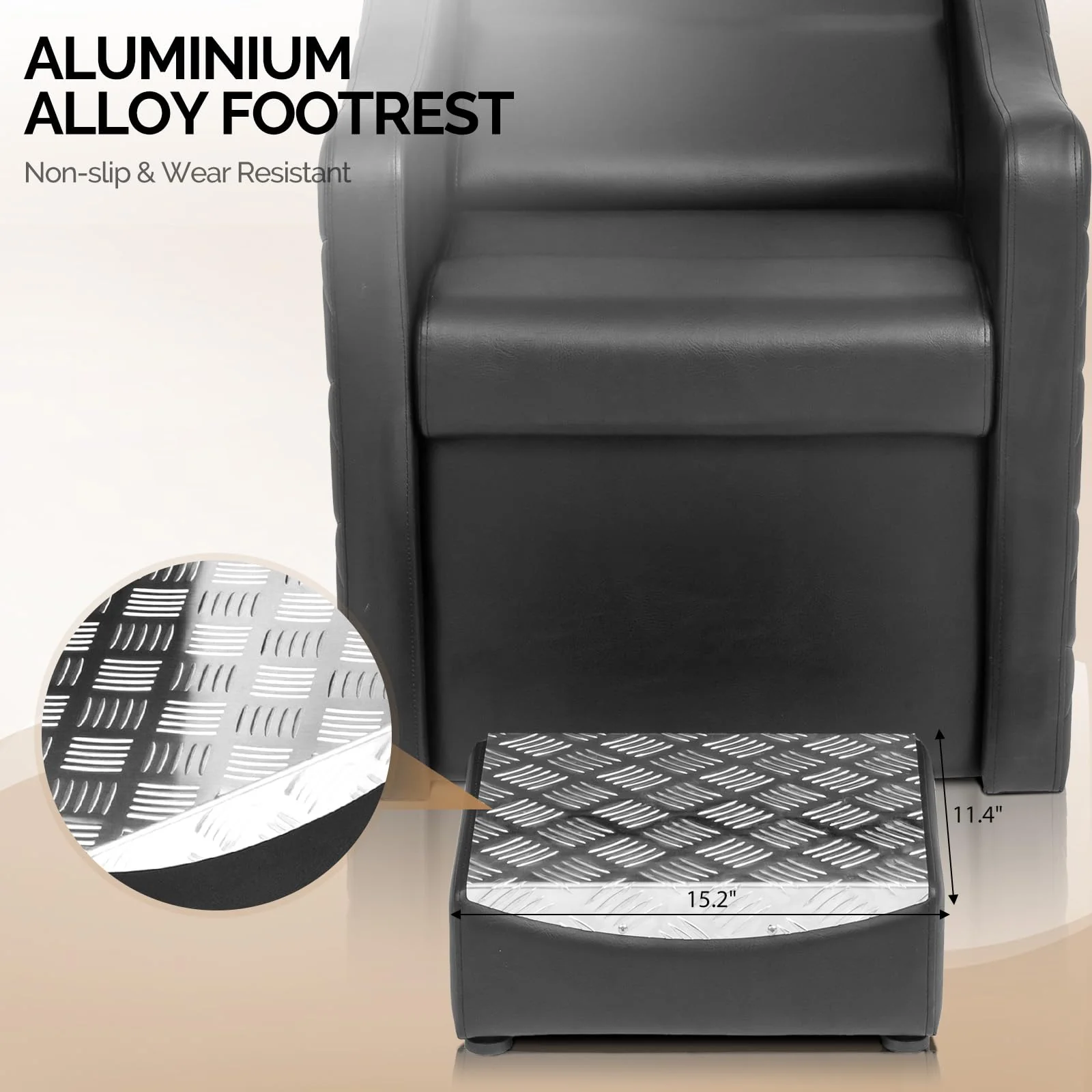 OmySalon BU1701 Salon Shampoo Bowl and Chair Backwash Unit with Large Ceramic Bowl & Freestanding Ottoman - Image 15