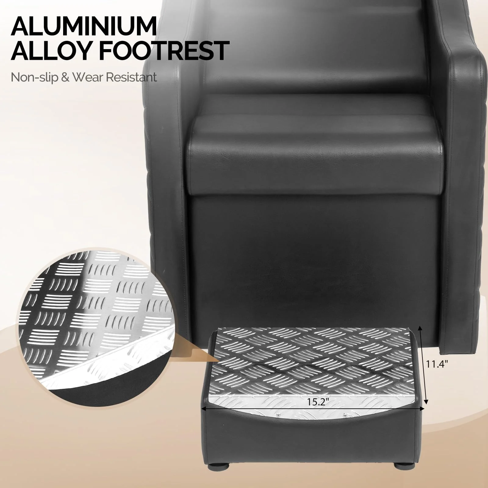 OmySalon BU1701 Salon Shampoo Bowl and Chair Backwash Unit with Large Ceramic Bowl & Freestanding Ottoman - Image 7