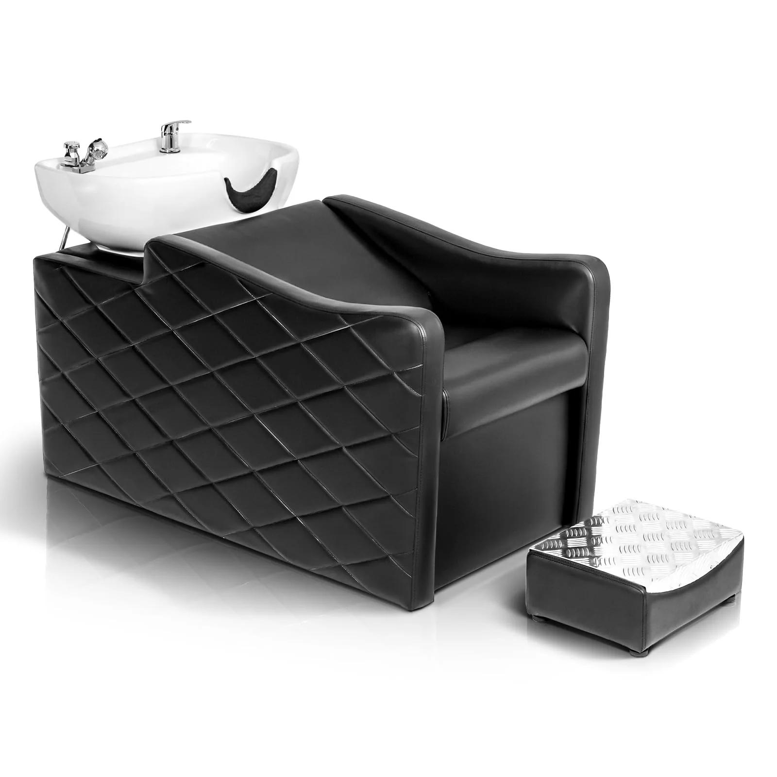 OmySalon BU1701 Salon Shampoo Bowl and Chair Backwash Unit with Large Ceramic Bowl & Freestanding Ottoman - Image 9