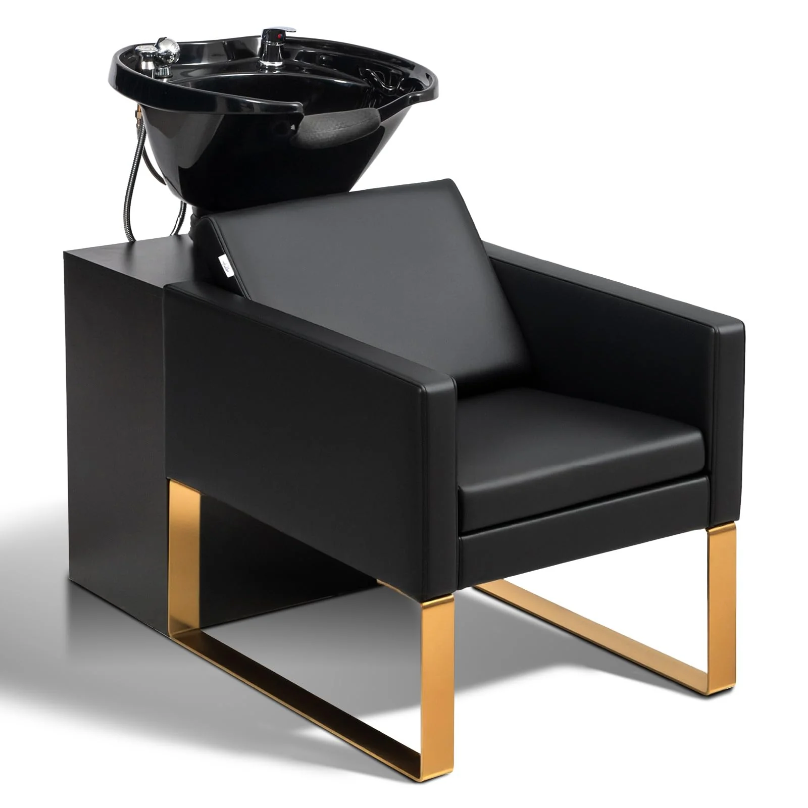 OmySalon BU2001 Salon Shampoo Backwash Chair Unit with ABS Plastic Bowl & Wooden Cabinet