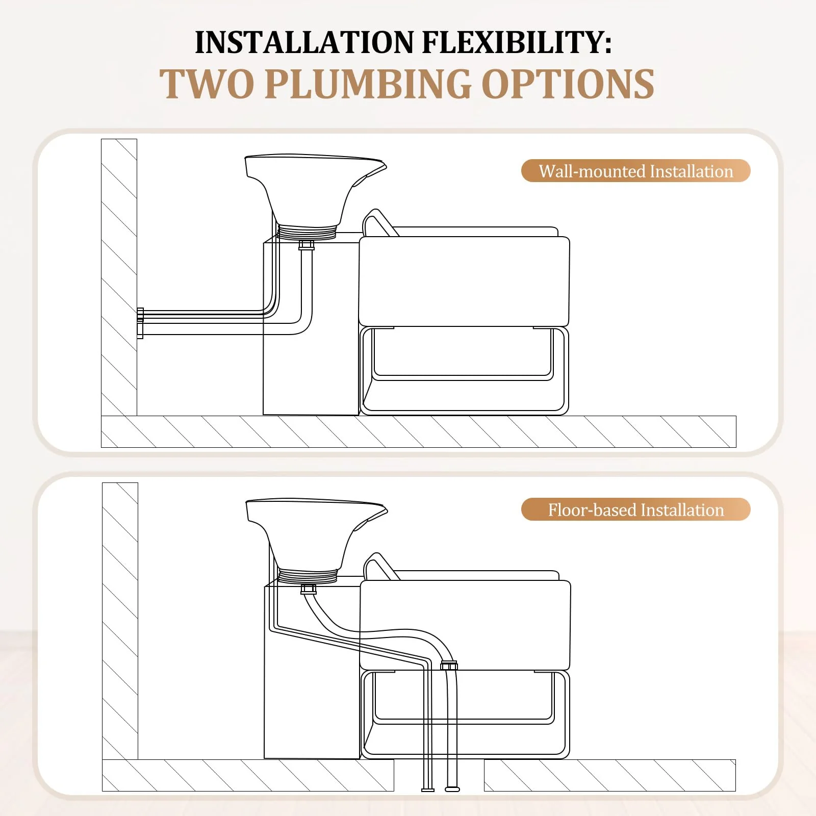 OmySalon BU2001 Salon Shampoo Backwash Chair Unit with ABS Plastic Bowl & Wooden Cabinet - Image 8