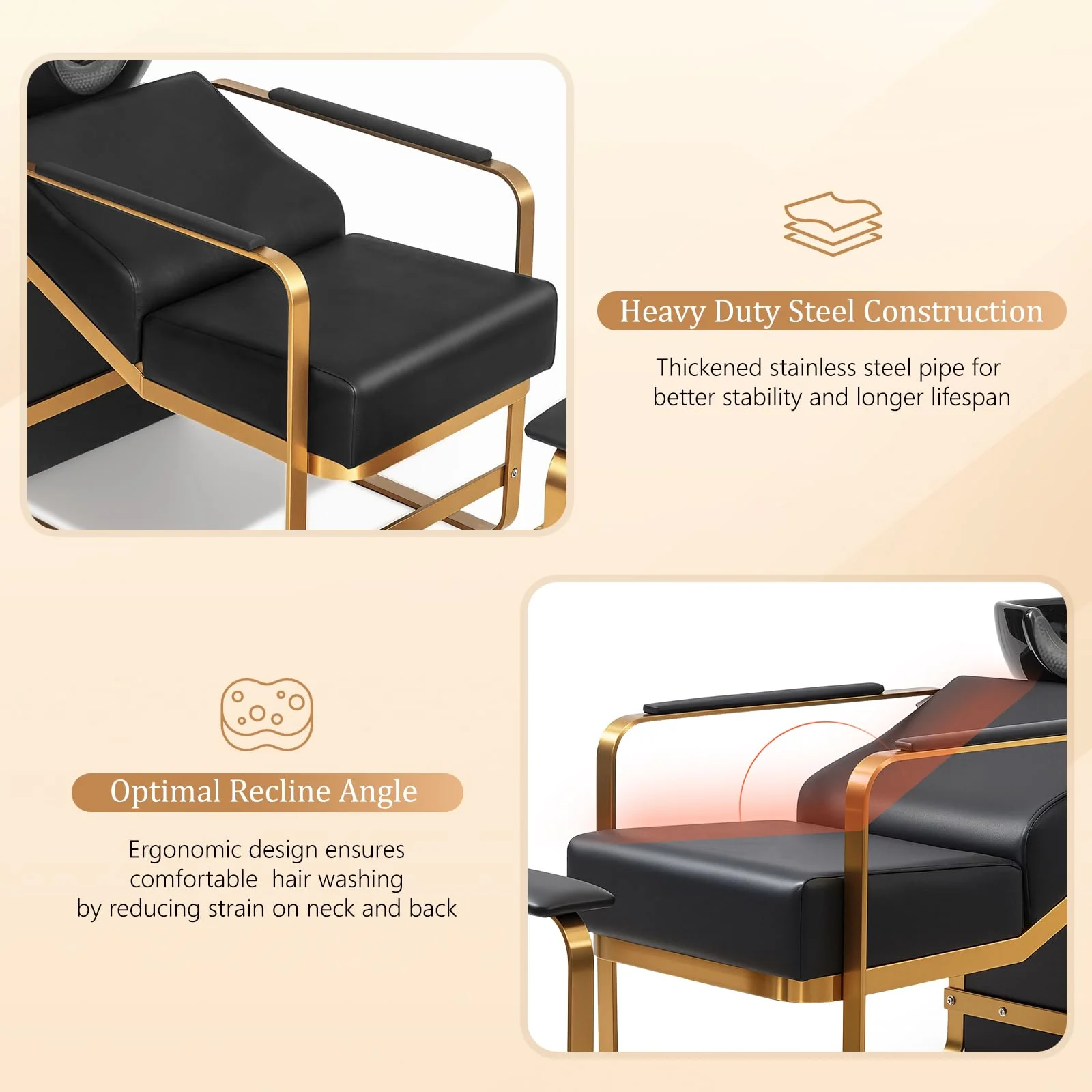 OmySalon BU2401 Salon Shampoo Backwash Chair Unit with Ceramic Shampoo Bowl & Storage Cabinet Station & Independent Footrest - Image 6