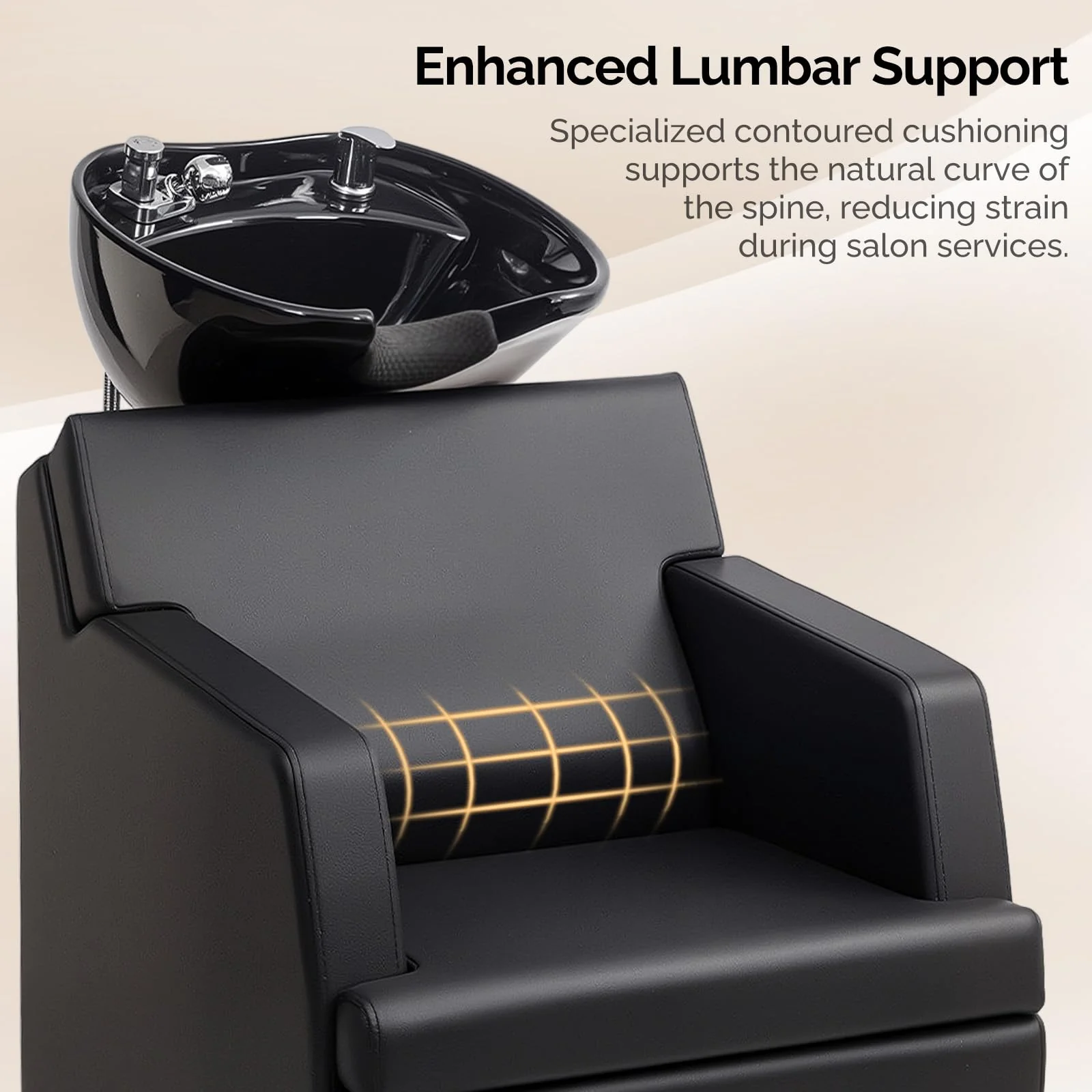 OmySalon BU2601 Salon Shampoo Backwash Chair with Tilting Porcelain Bowl - Image 5