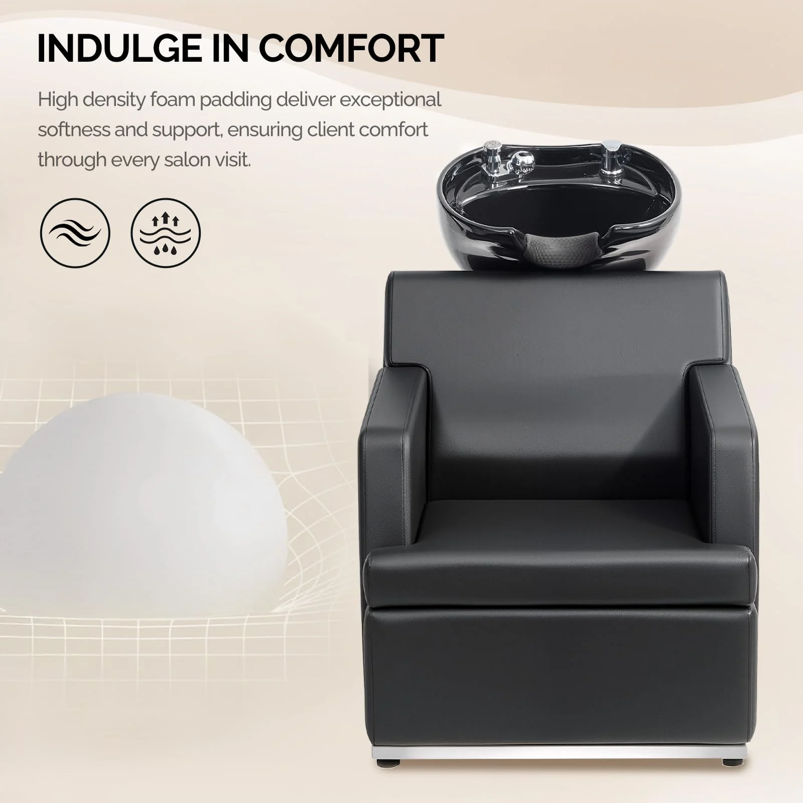 OmySalon BU2601 Salon Shampoo Backwash Chair with Tilting Porcelain Bowl - Image 6