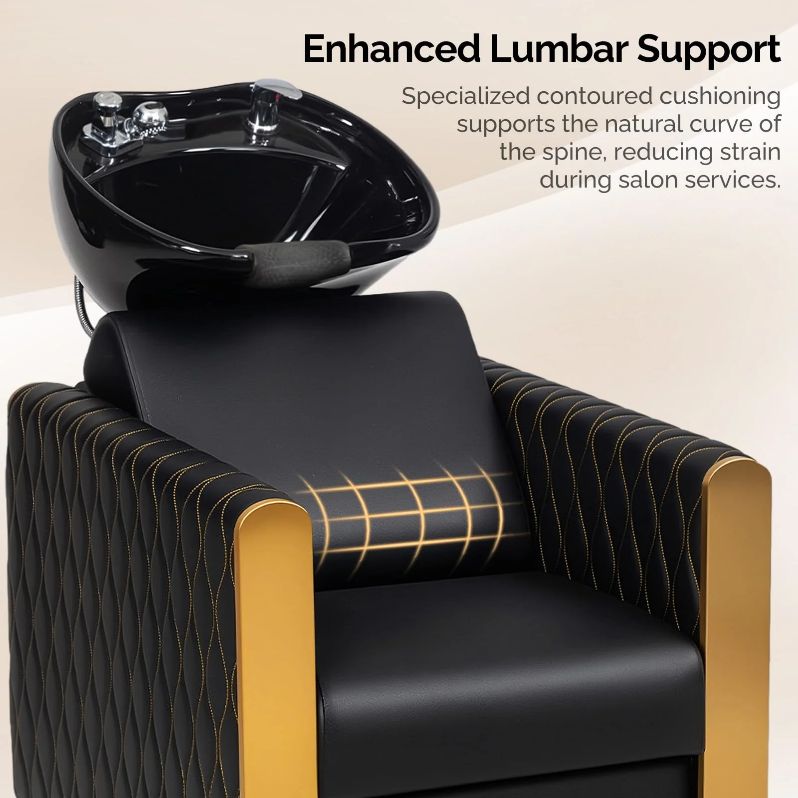 OmySalon BU2701 Salon Shampoo Backwash Chair with Tilting Porcelain Bowl - Image 5