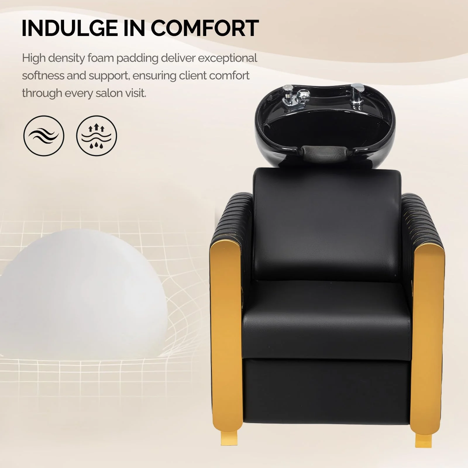 OmySalon BU2701 Salon Shampoo Backwash Chair with Tilting Porcelain Bowl - Image 6