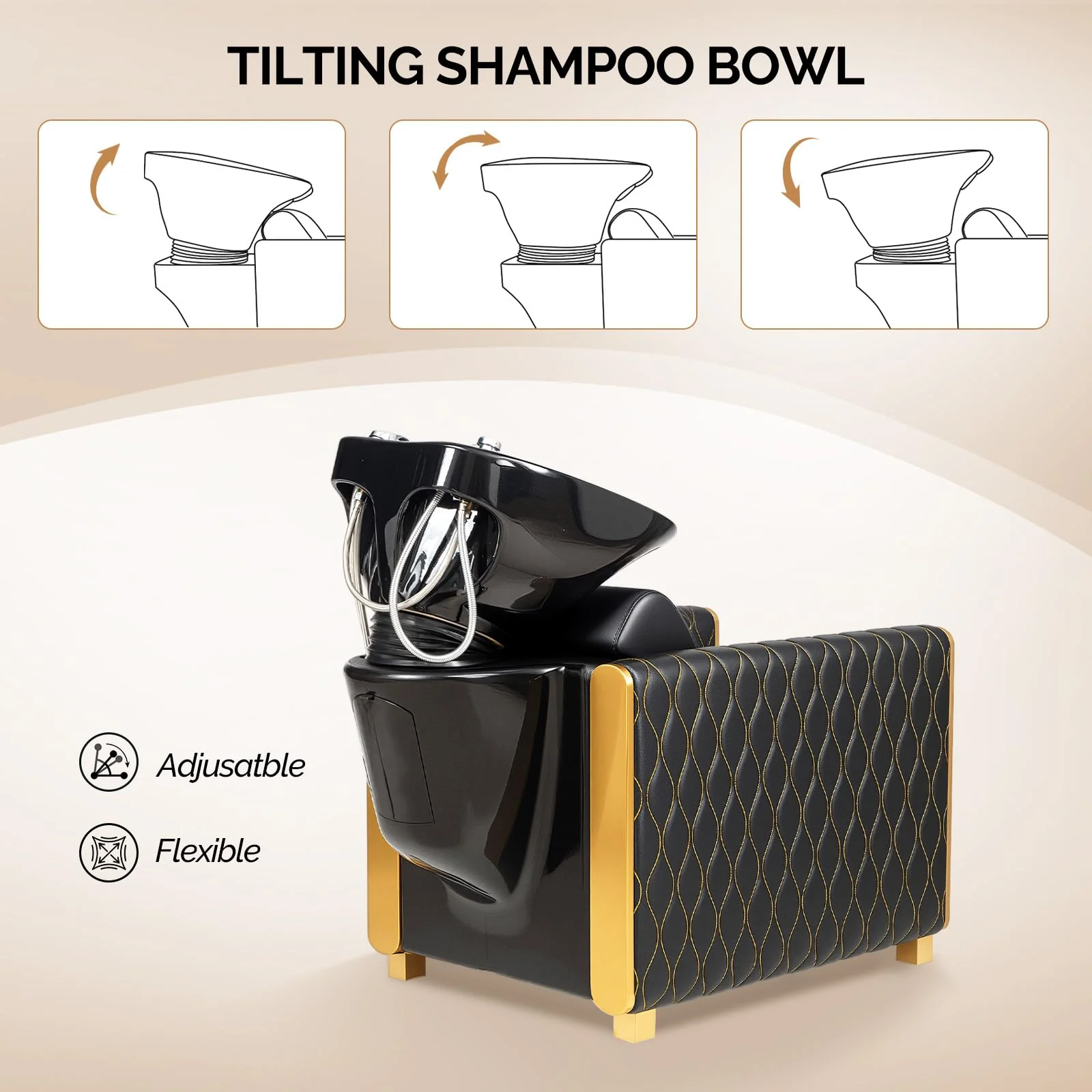 OmySalon BU2701 Salon Shampoo Backwash Chair with Tilting Porcelain Bowl - Image 7