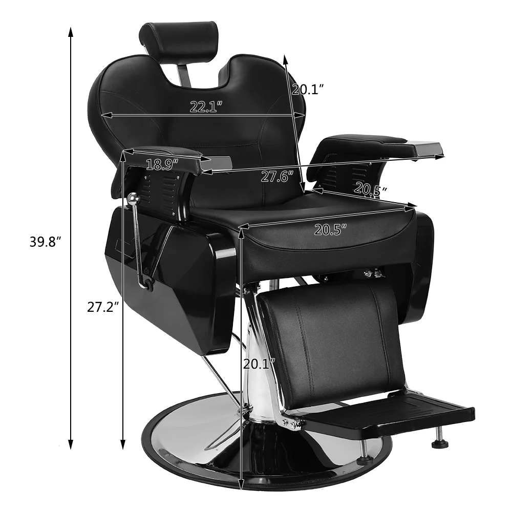 OmySalon BC1202 Classical Style Heavy Duty Hydraulic Reclining Barber Chair - Image 10