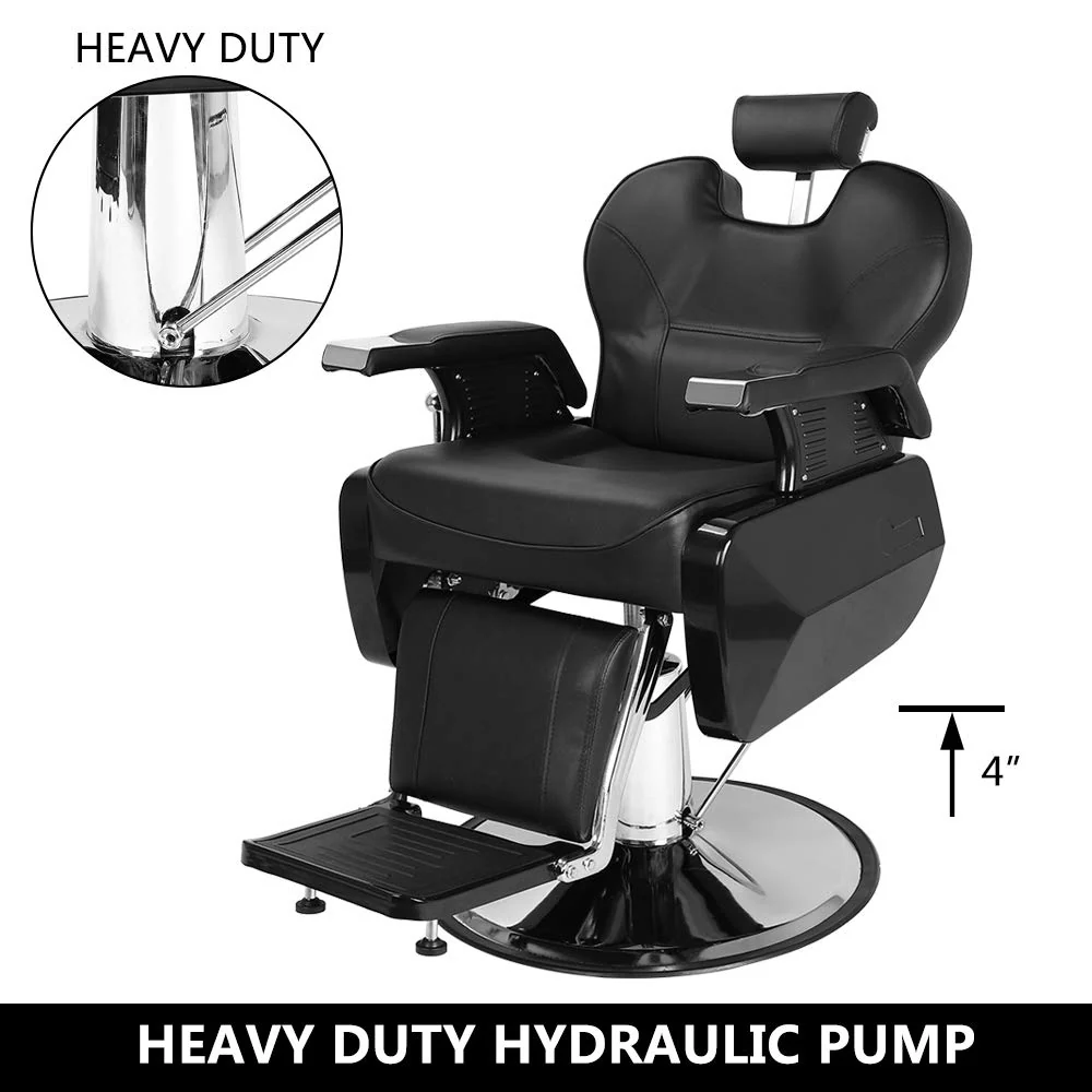 OmySalon BC1202 Classical Style Heavy Duty Hydraulic Reclining Barber Chair - Image 3