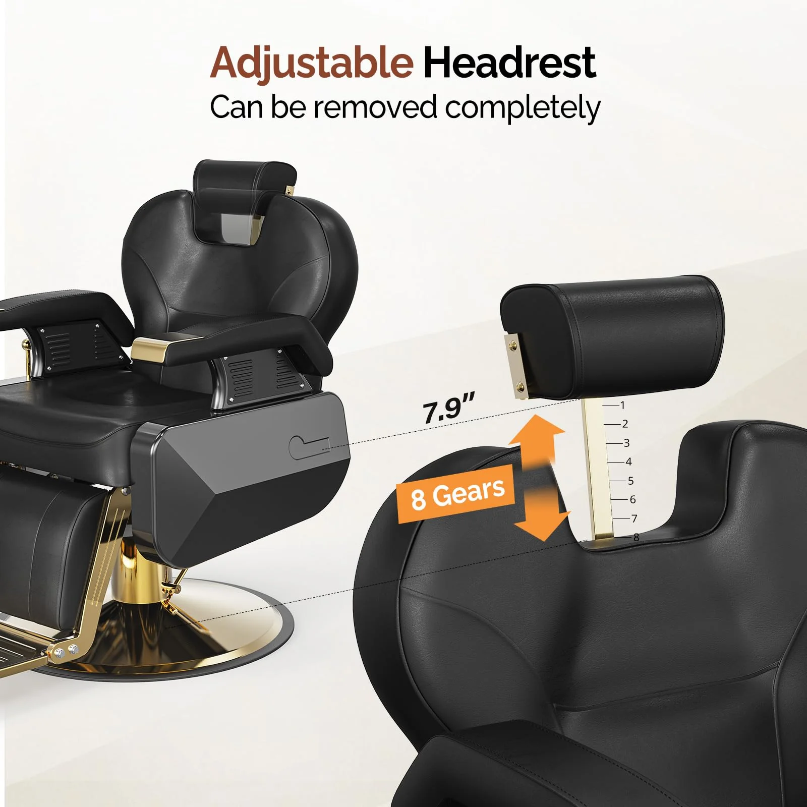OmySalon BC1202 Classical Style Heavy Duty Hydraulic Reclining Barber Chair - Image 31