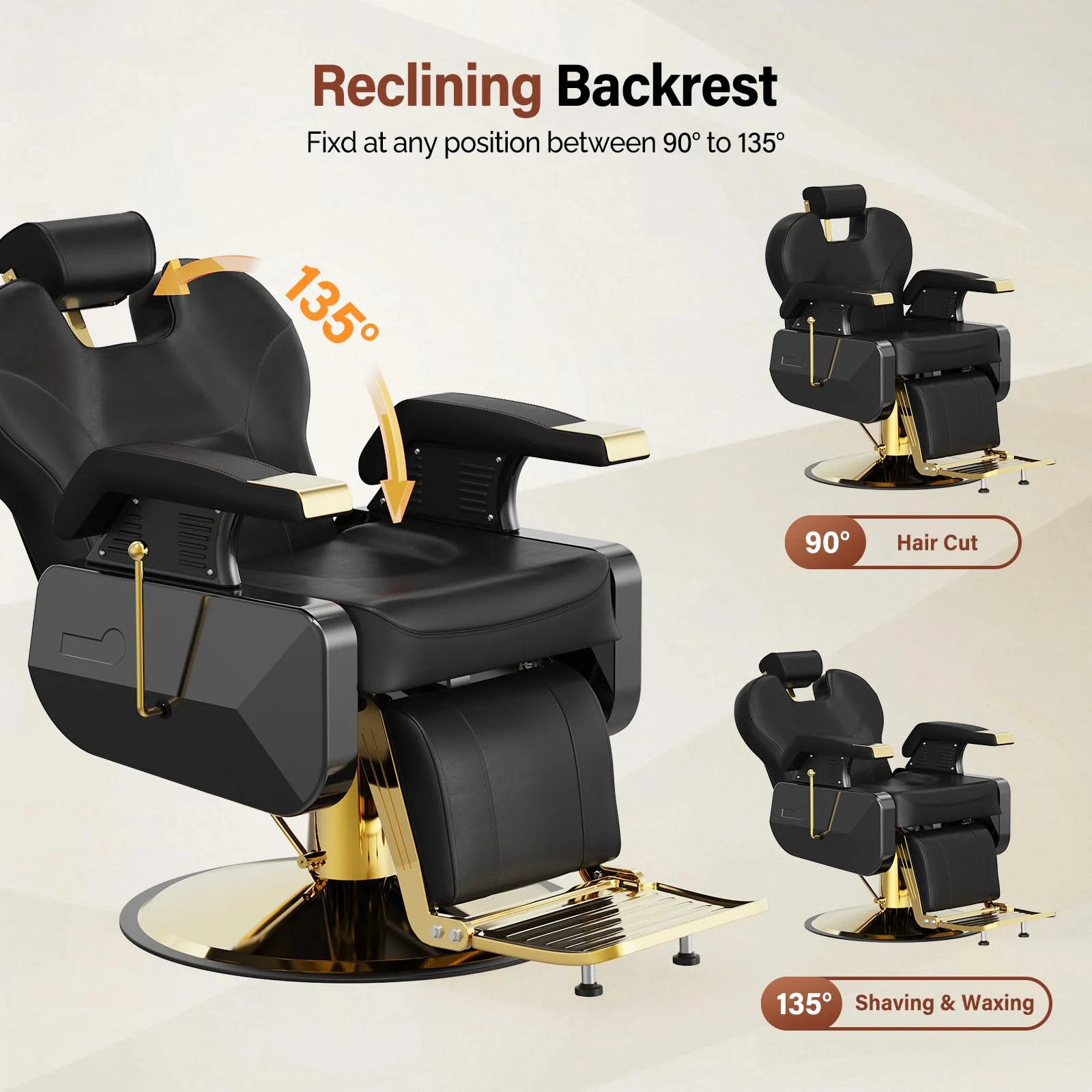 OmySalon BC1202 Classical Style Heavy Duty Hydraulic Reclining Barber Chair - Image 32