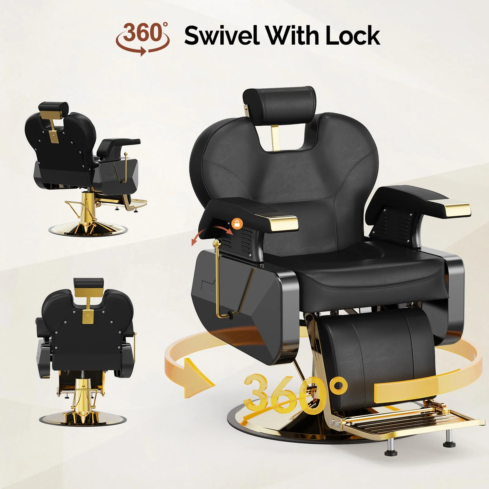OmySalon BC1202 Classical Style Heavy Duty Hydraulic Reclining Barber Chair - Image 34