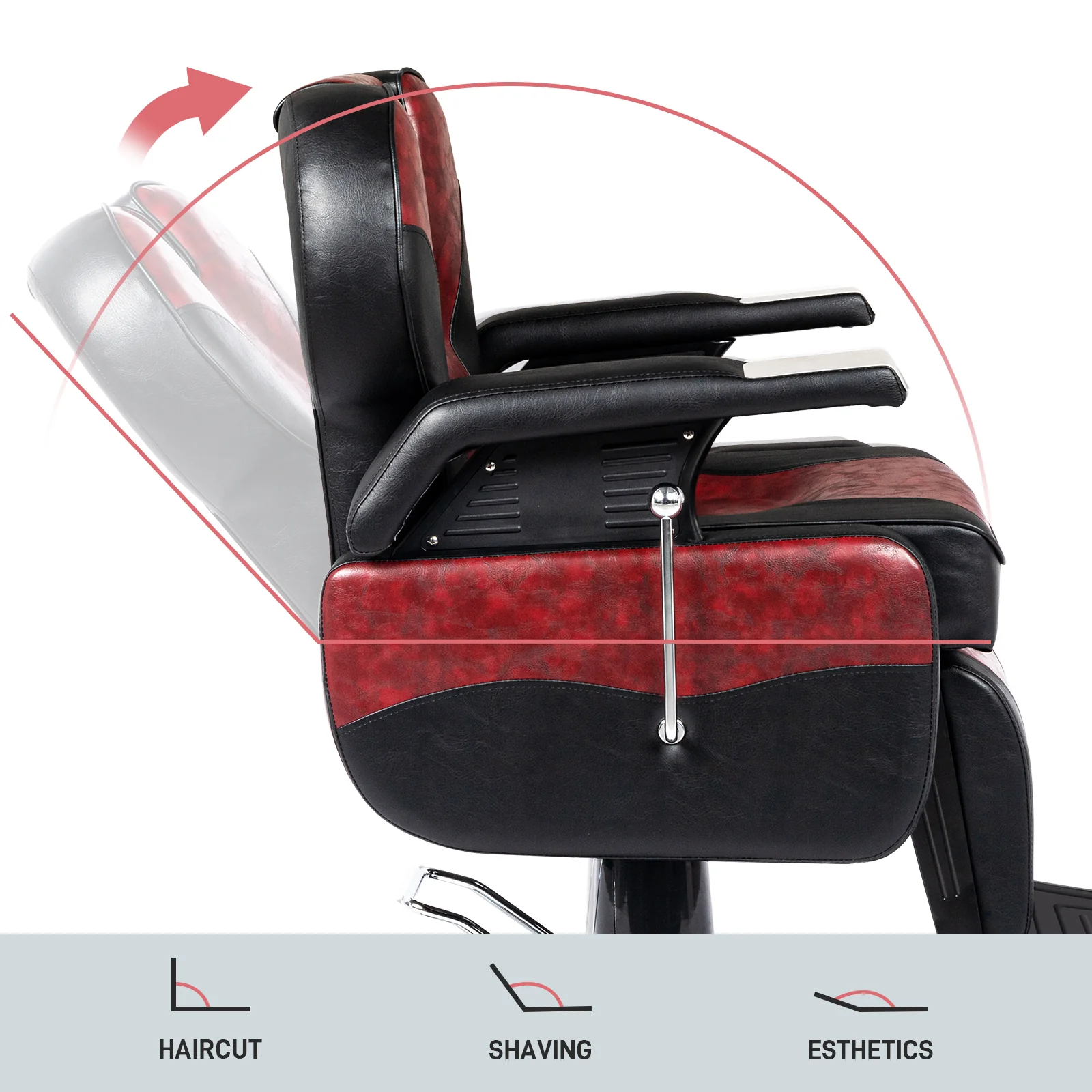 OmySalon BC1201 Classical Style Heavy Duty Hydraulic Reclining Barber Chair - Image 13