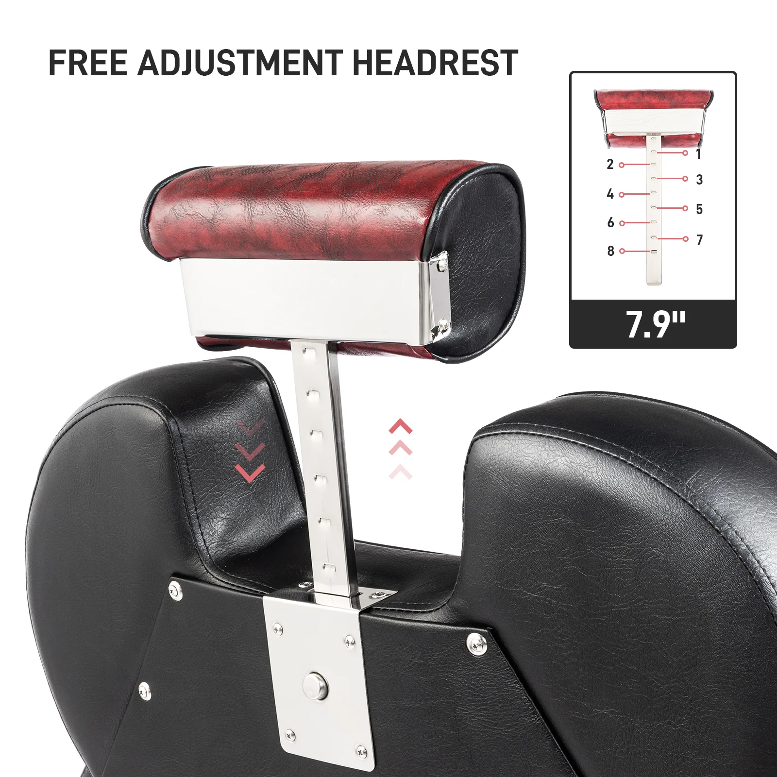 OmySalon BC1201 Classical Style Heavy Duty Hydraulic Reclining Barber Chair - Image 14