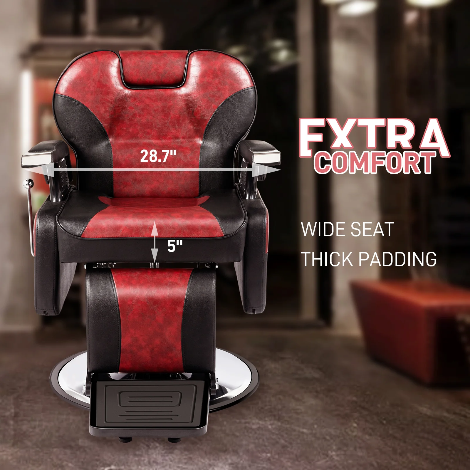 OmySalon BC1201 Classical Style Heavy Duty Hydraulic Reclining Barber Chair - Image 17
