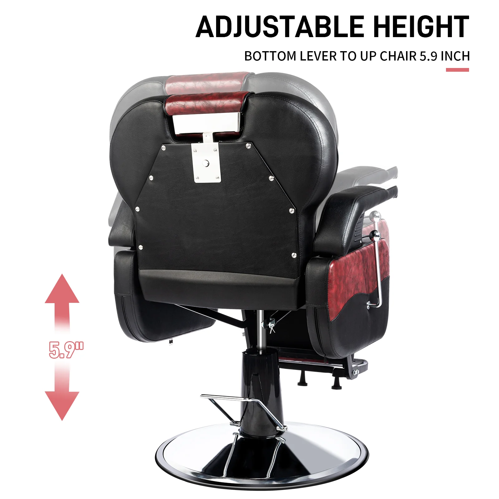 OmySalon BC1201 Classical Style Heavy Duty Hydraulic Reclining Barber Chair - Image 18