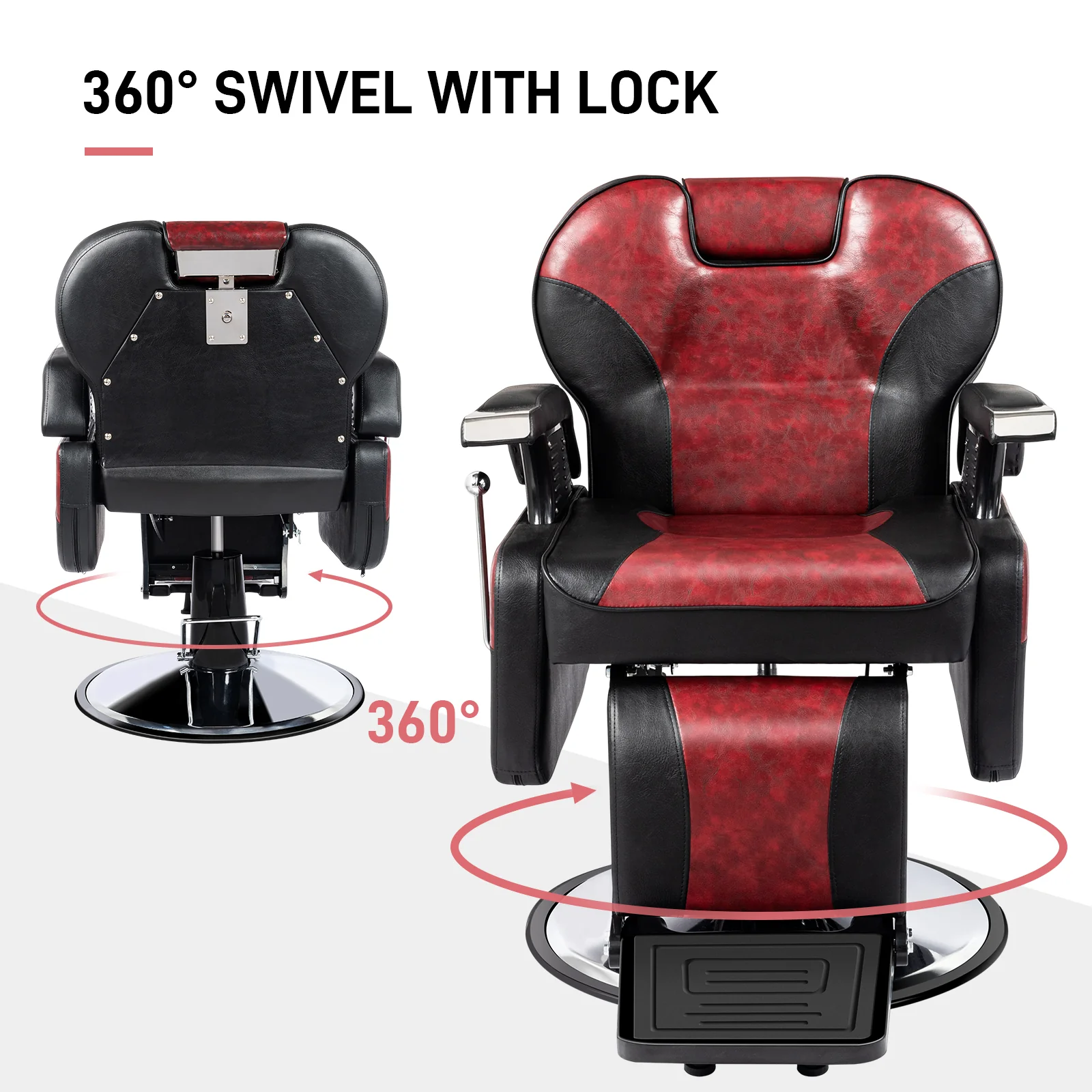 OmySalon BC1201 Classical Style Heavy Duty Hydraulic Reclining Barber Chair - Image 19