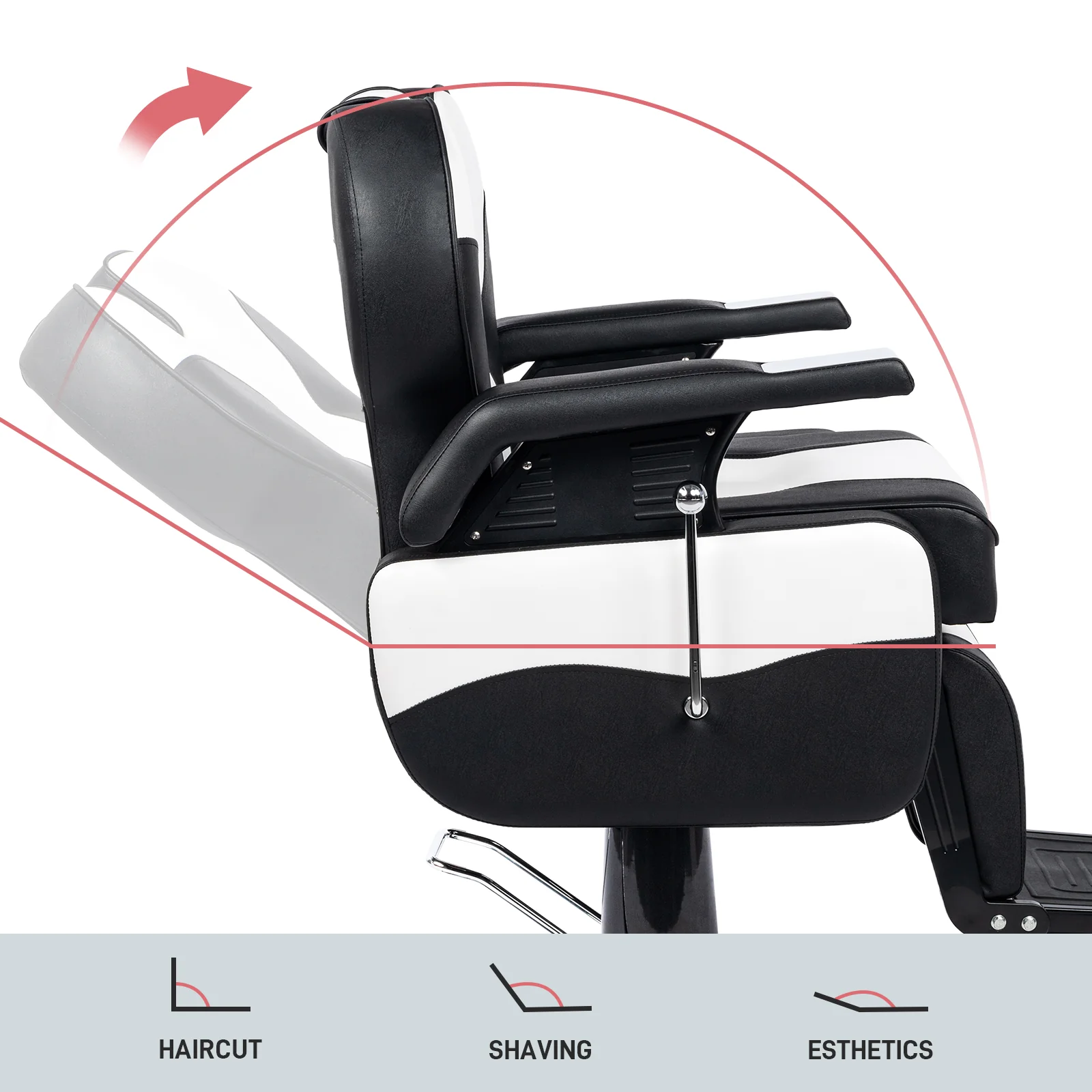 OmySalon BC1201 Classical Style Heavy Duty Hydraulic Reclining Barber Chair - Image 4