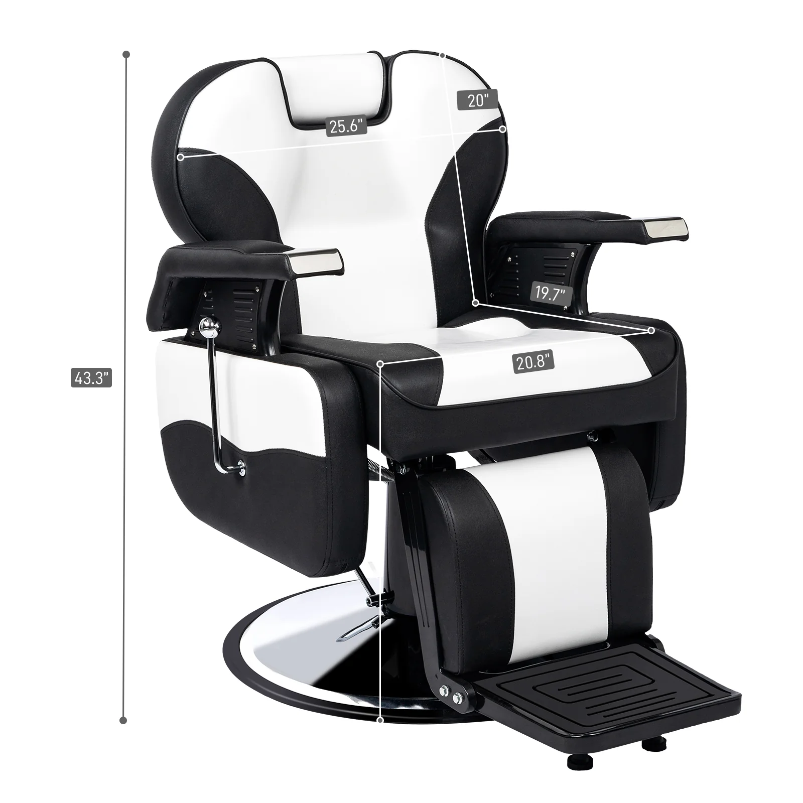 OmySalon BC1201 Classical Style Heavy Duty Hydraulic Reclining Barber Chair - Image 9