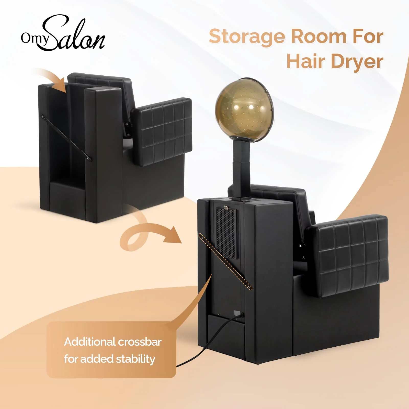 OmySalon DC1101 Professional Extra Wide Seat Dryer Chair - Image 5