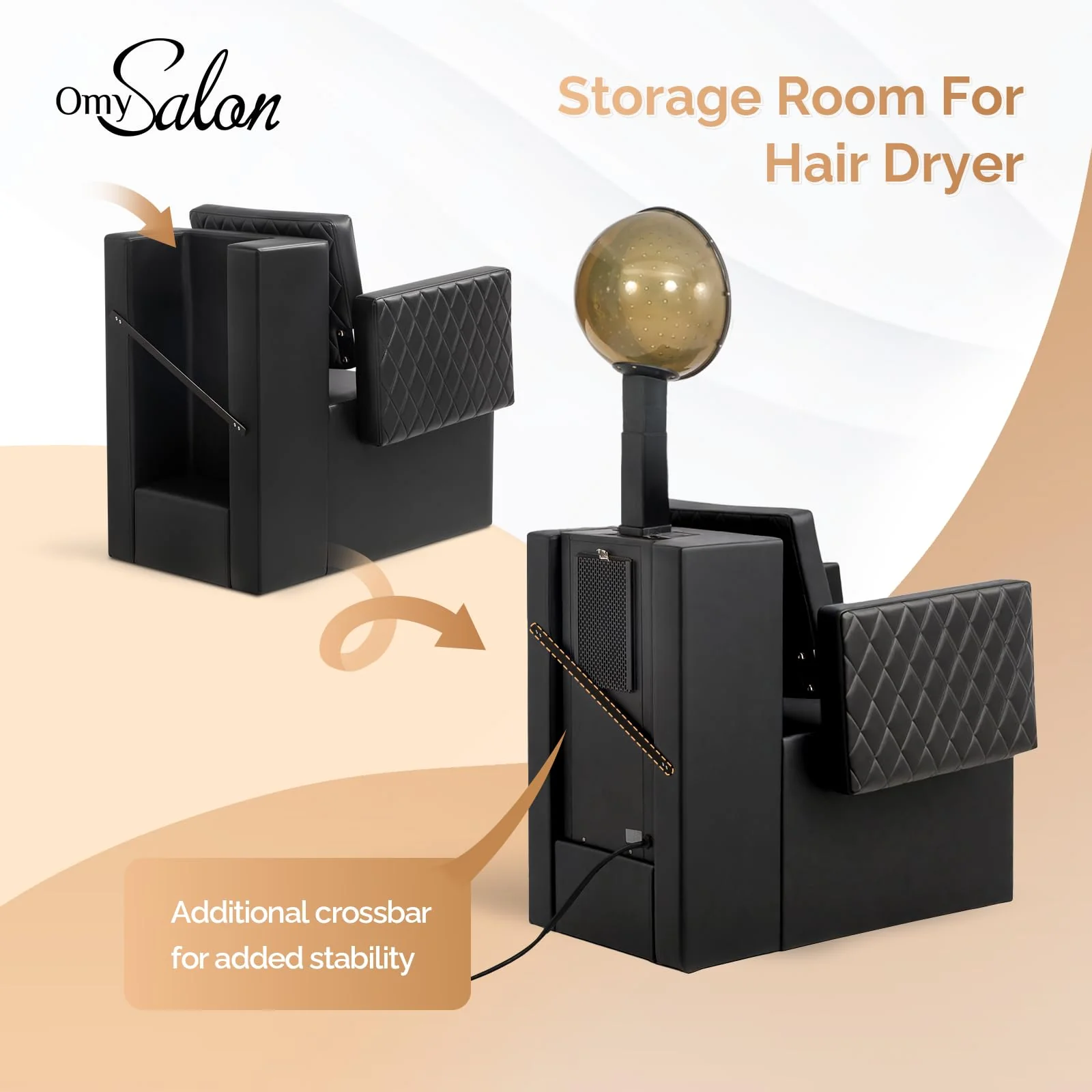 OmySalon DC1201 Professional Extra Wide Seat Dryer Chair - Image 5