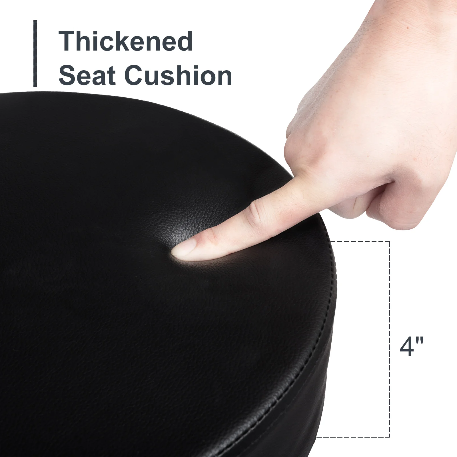 OmySalon Adjustable Thick Seat Cushion Rolling Stool with Back Support & Footrest - Image 3
