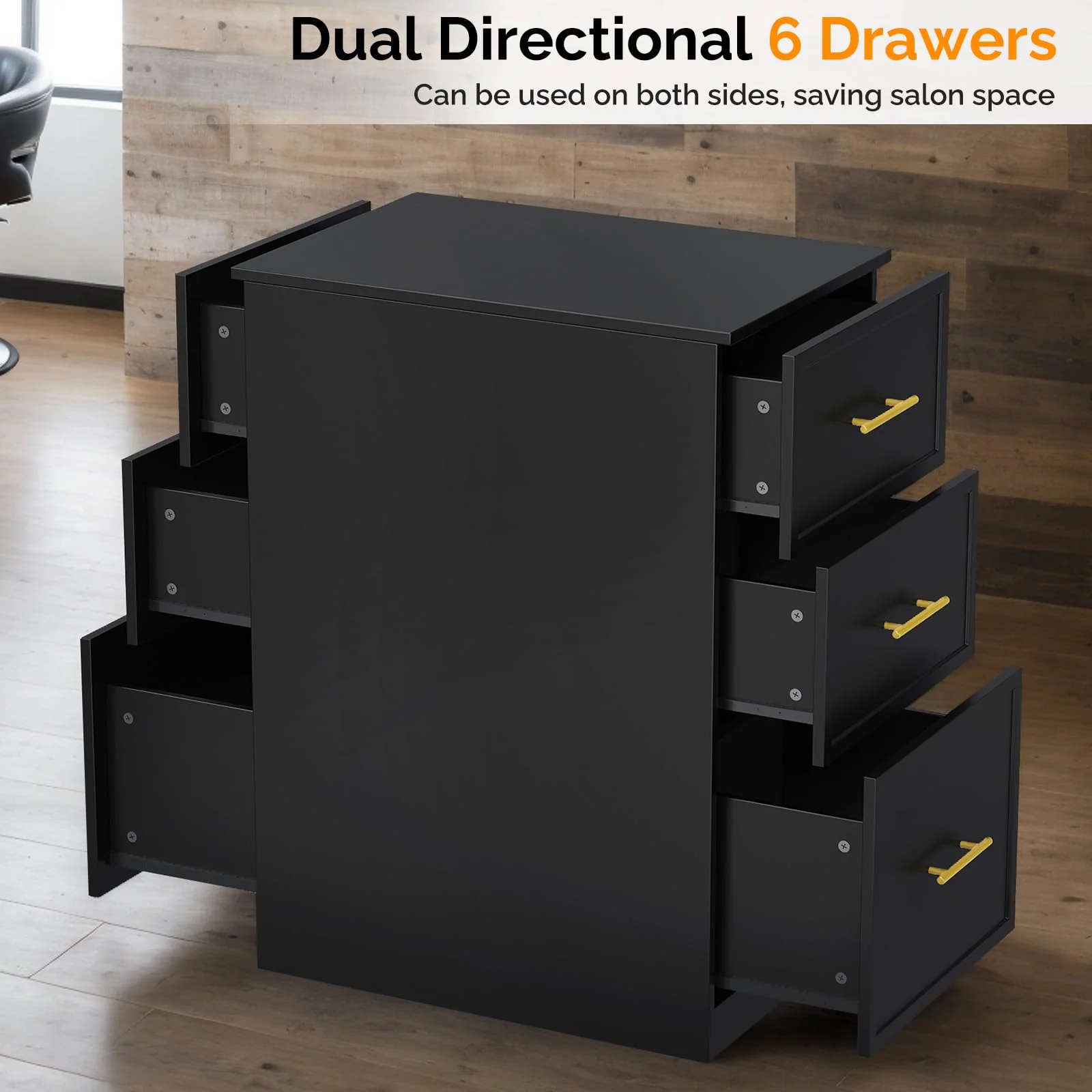 OmySalon DSCWSD Double-Sided Salon Styling Station with 6 Drawers 2 Tool Holders - Image 2