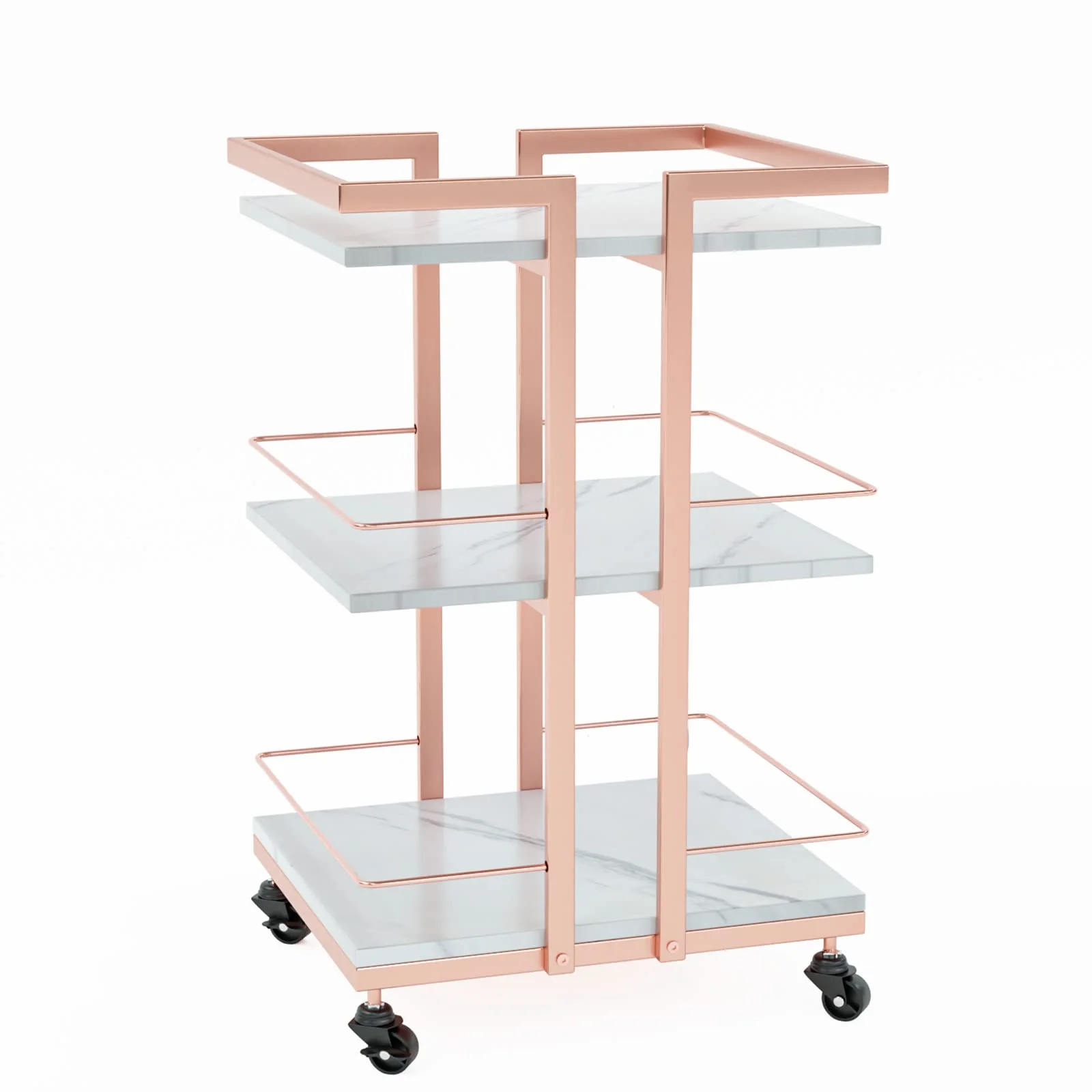 OmySalon ST1501 Rolling Esthetician Trolley Cart w/Wheels & 3 Wood Shelves - Image 17