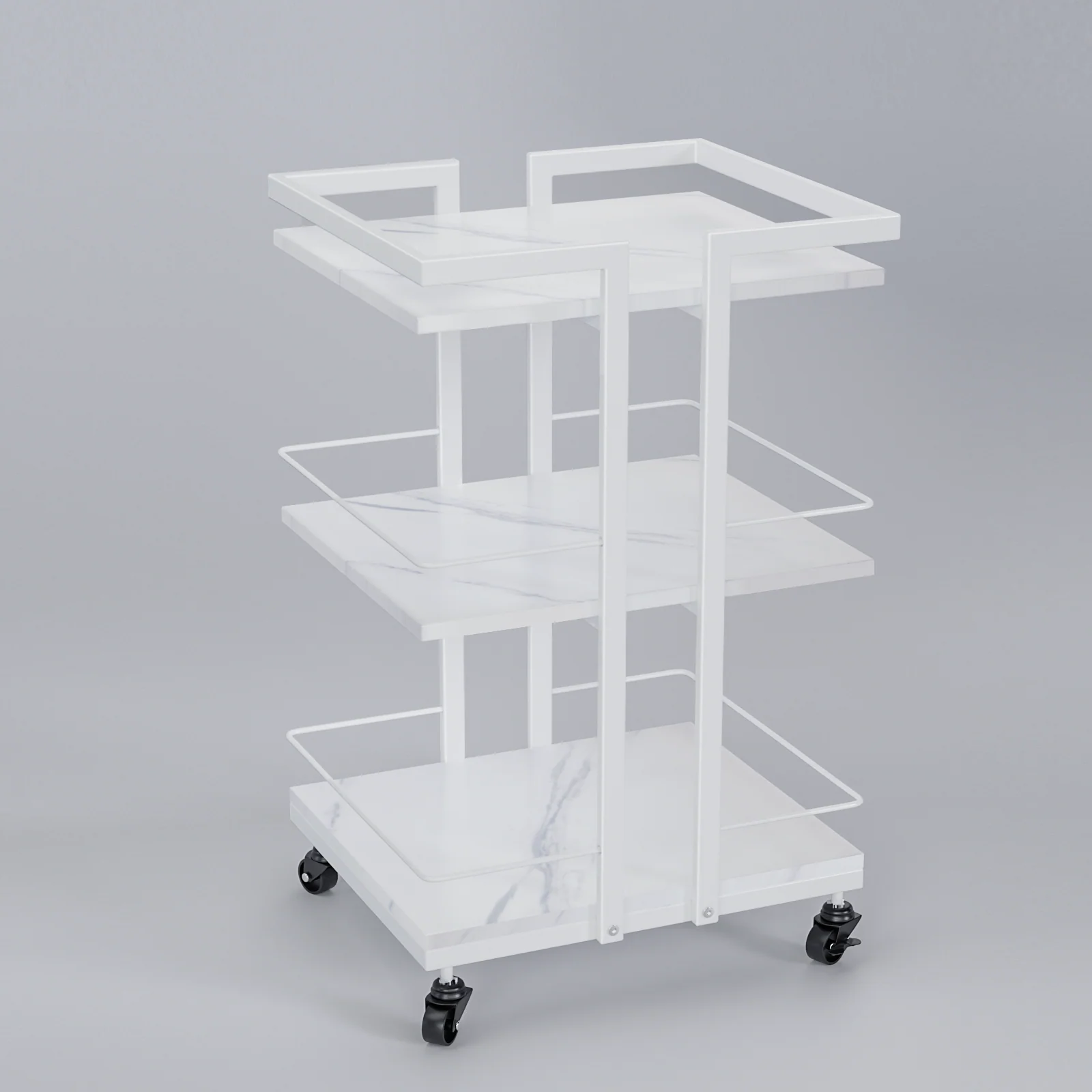 OmySalon ST1501 Rolling Esthetician Trolley Cart w/Wheels & 3 Wood Shelves - Image 20