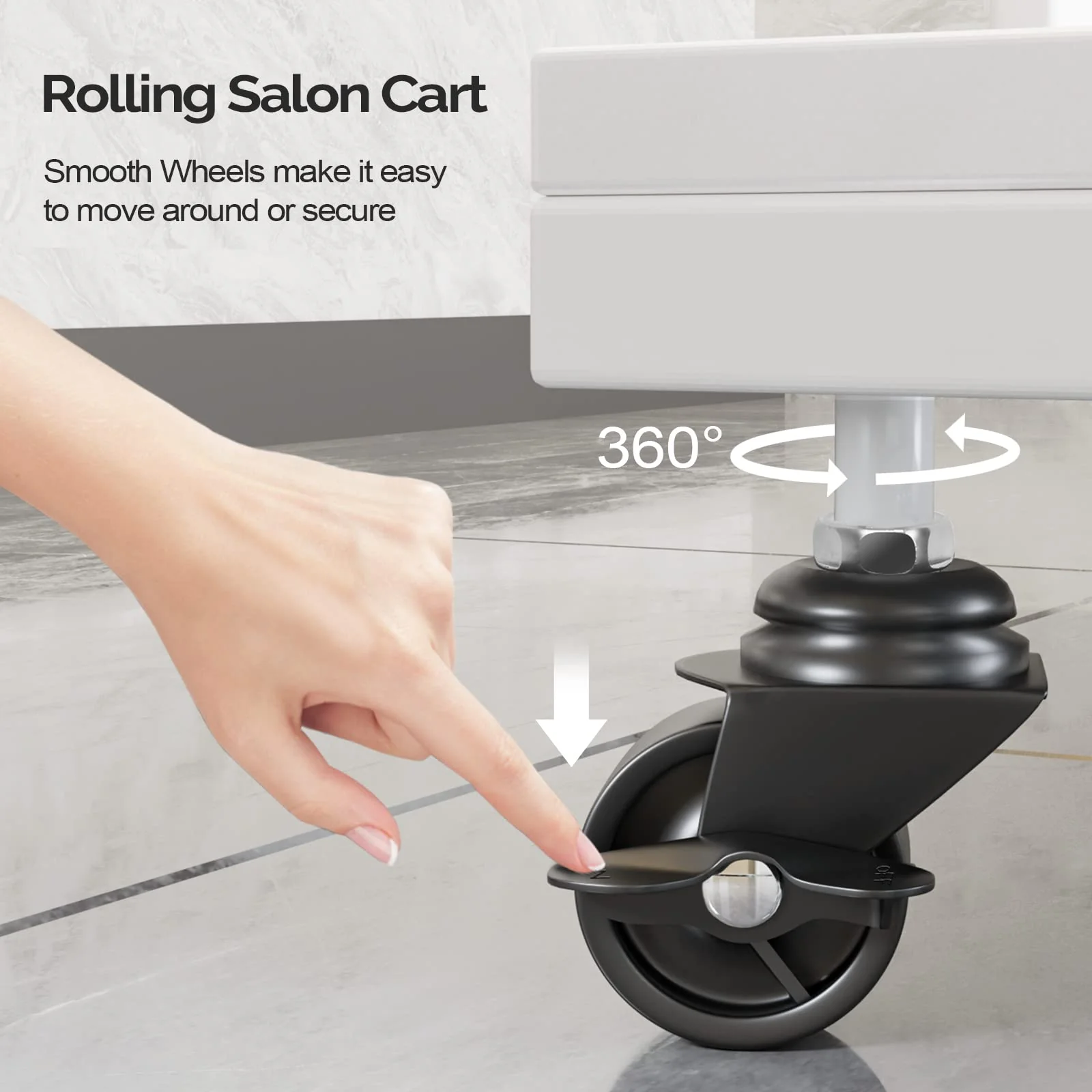 OmySalon ST1501 Rolling Esthetician Trolley Cart w/Wheels & 3 Wood Shelves - Image 25