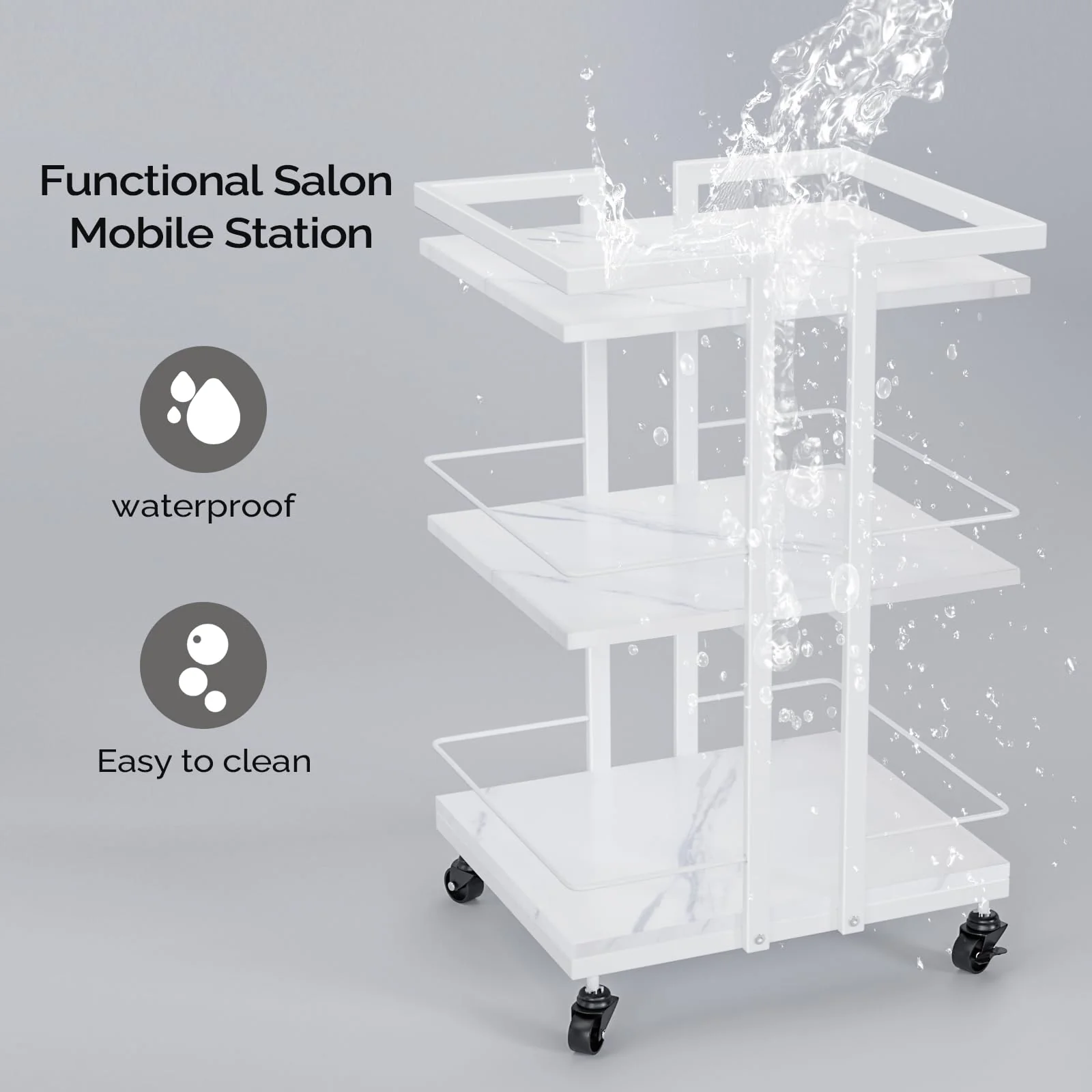OmySalon ST1501 Rolling Esthetician Trolley Cart w/Wheels & 3 Wood Shelves - Image 26