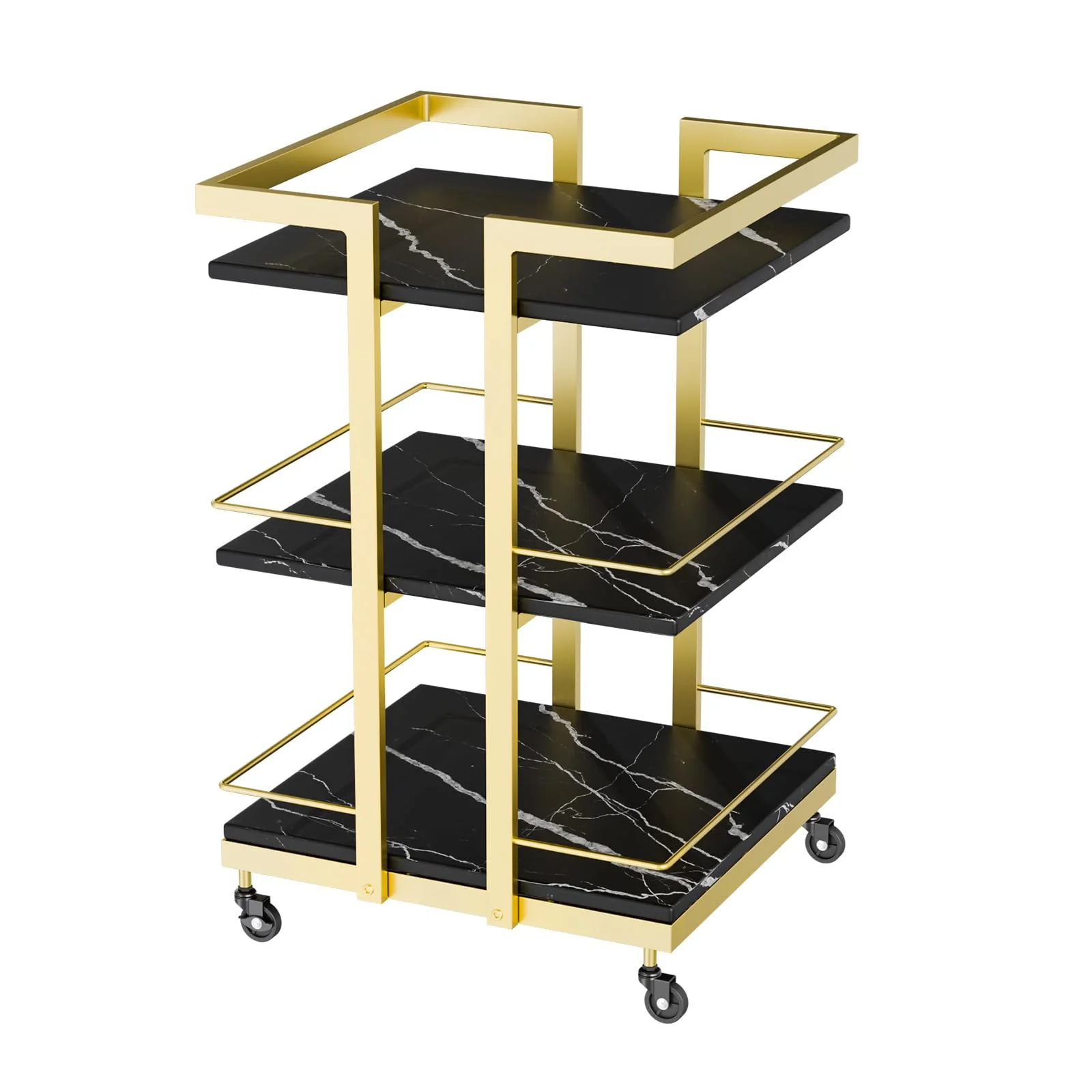 OmySalon ST1501 Rolling Esthetician Trolley Cart w/Wheels & 3 Wood Shelves - Image 29