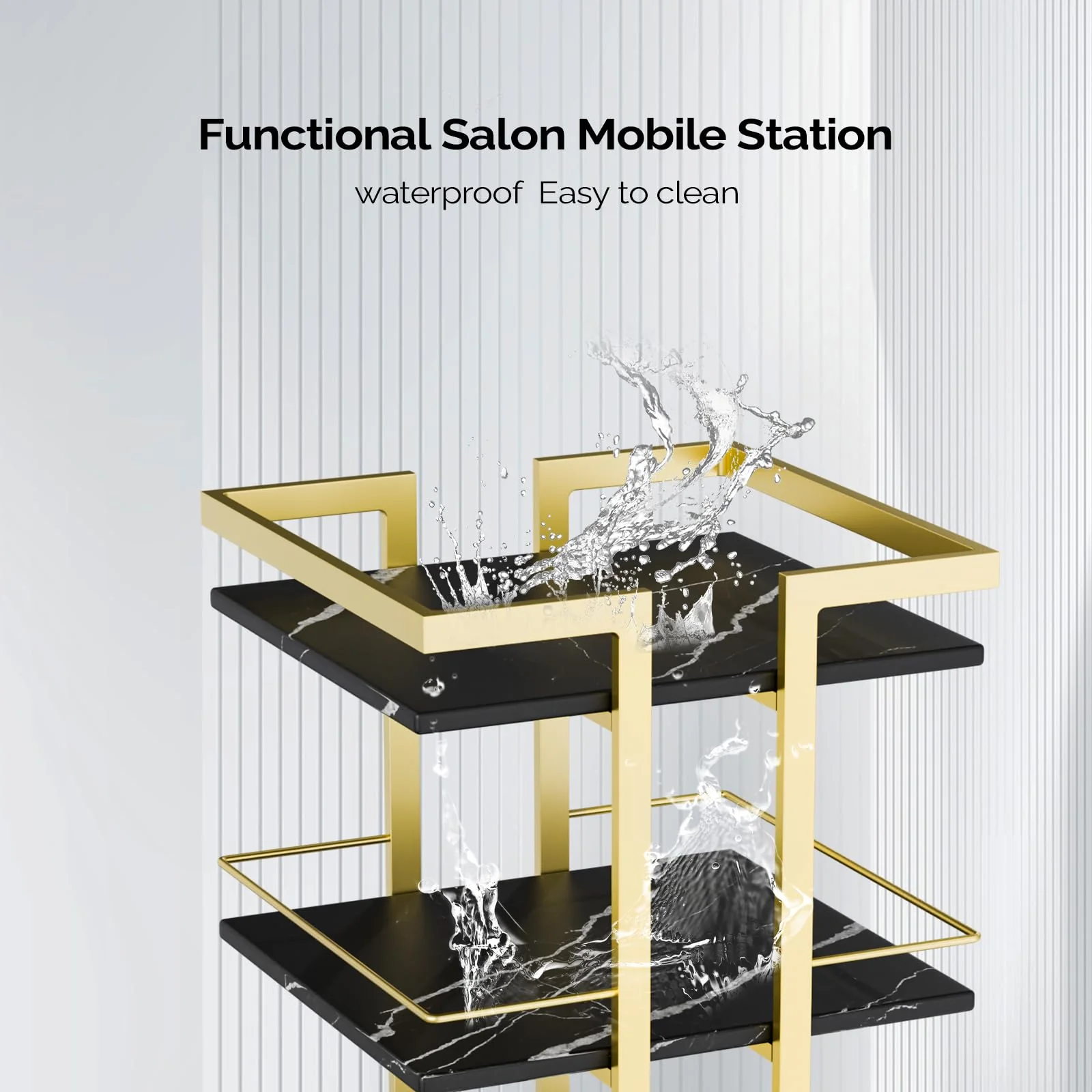 OmySalon ST1501 Rolling Esthetician Trolley Cart w/Wheels & 3 Wood Shelves - Image 33
