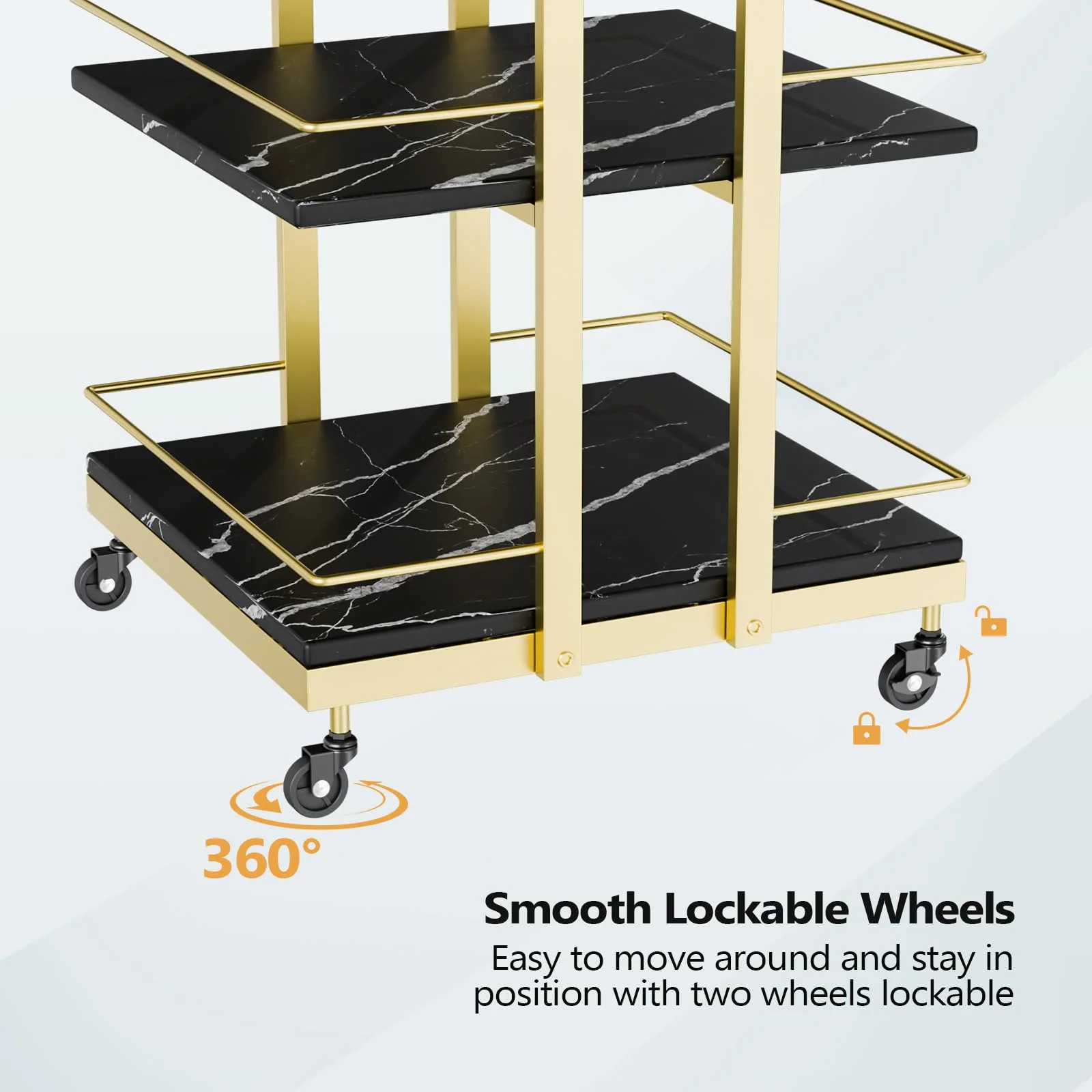 OmySalon ST1501 Rolling Esthetician Trolley Cart w/Wheels & 3 Wood Shelves - Image 35