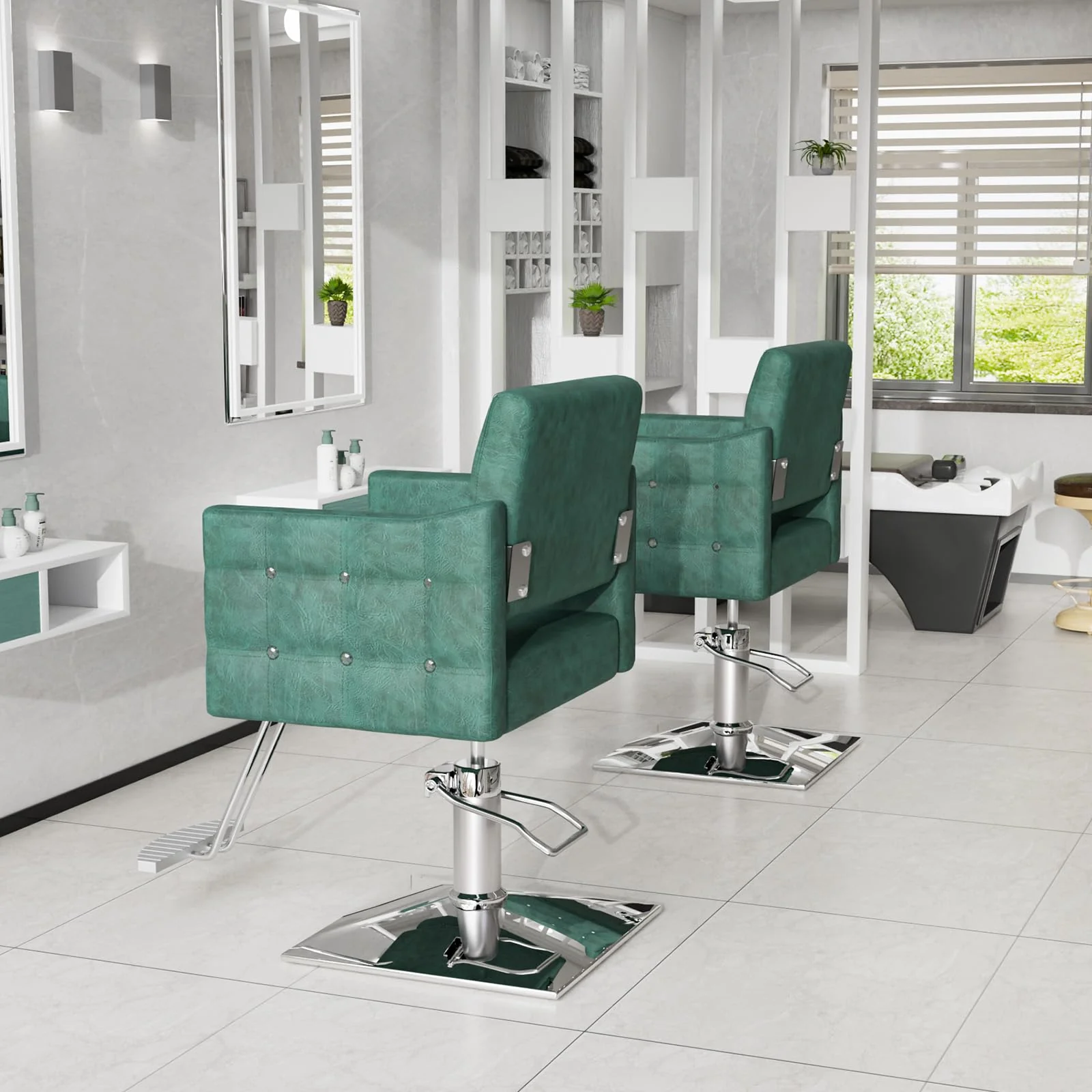 OmySalon SC1701 Heavy Duty Hydraulic Hair Stylist Salon Chair w/Diamond Accents - Image 20