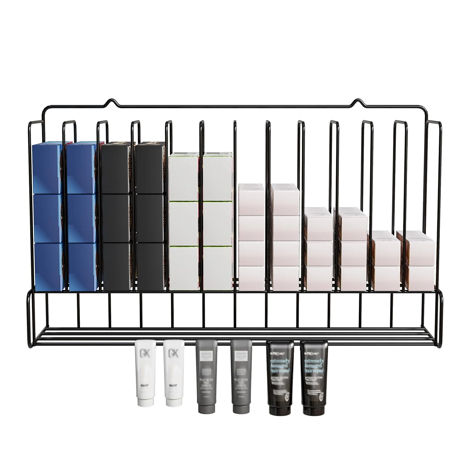 OmySalon HCRM Professional Wall Mounted Metal Salon Hair Color Dye Tube Organizer Storage Rack - Image 10