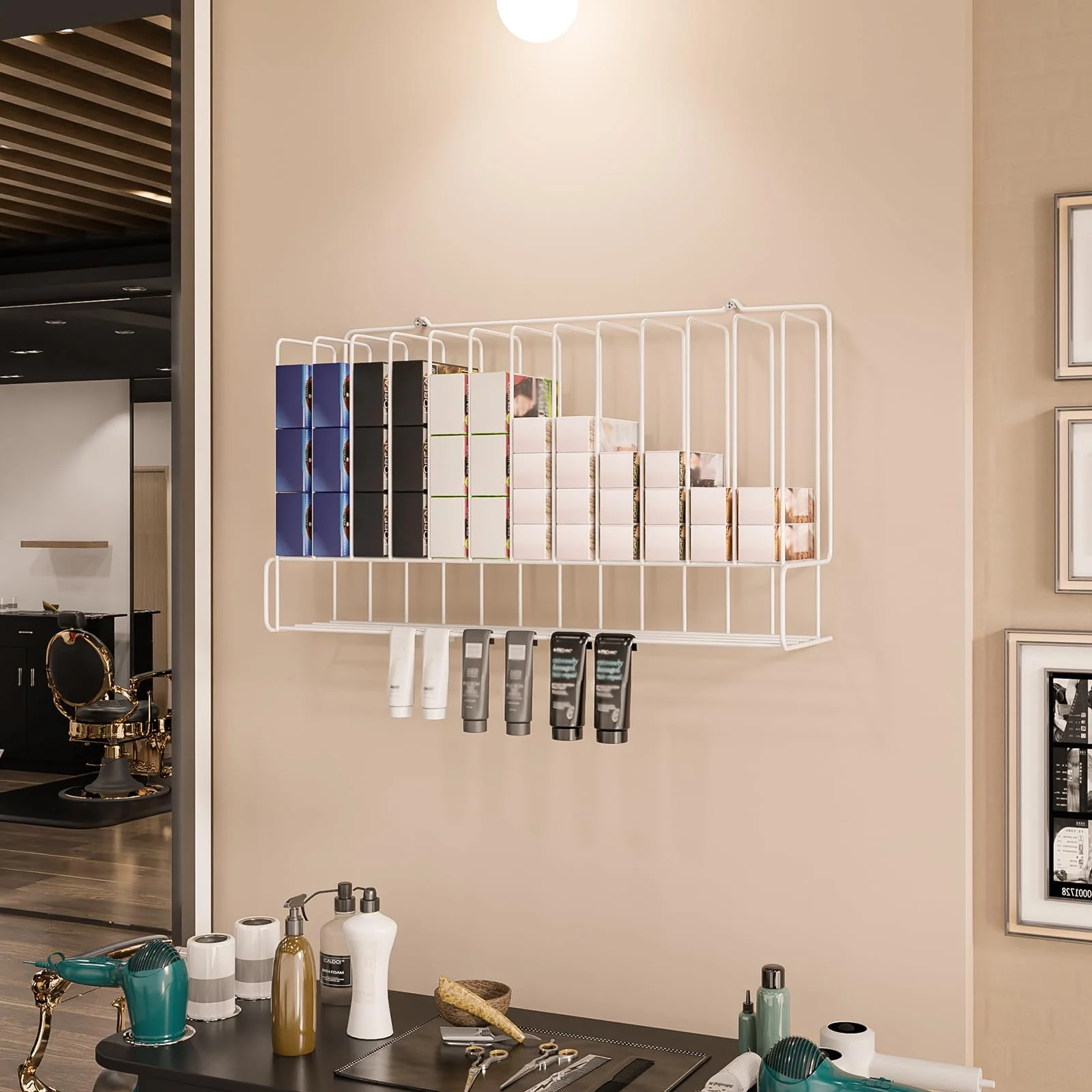 OmySalon HCRM Professional Wall Mounted Metal Salon Hair Color Dye Tube Organizer Storage Rack - Image 20