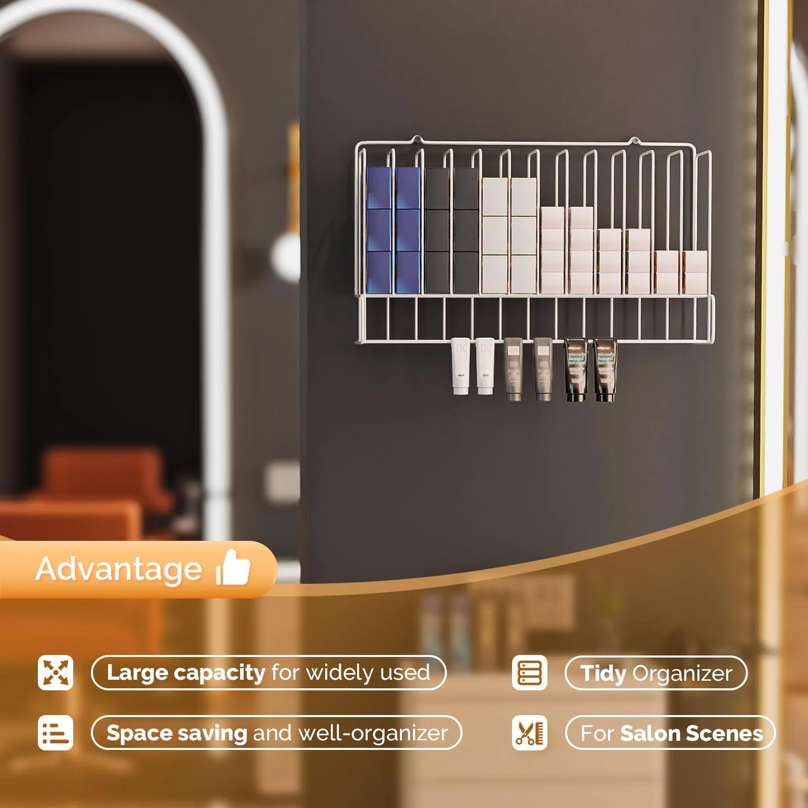 OmySalon HCRM Professional Wall Mounted Metal Salon Hair Color Dye Tube Organizer Storage Rack - Image 23