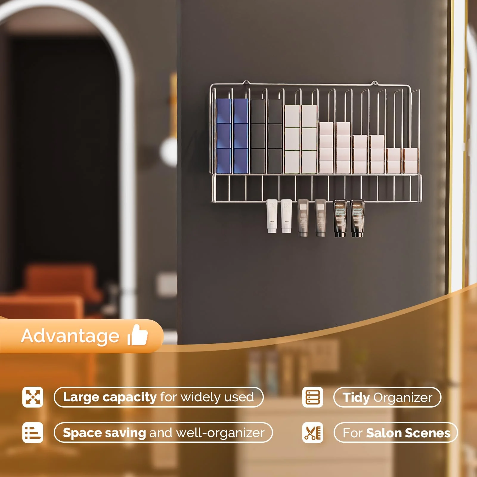 OmySalon HCRM Professional Wall Mounted Metal Salon Hair Color Dye Tube Organizer Storage Rack - Image 33