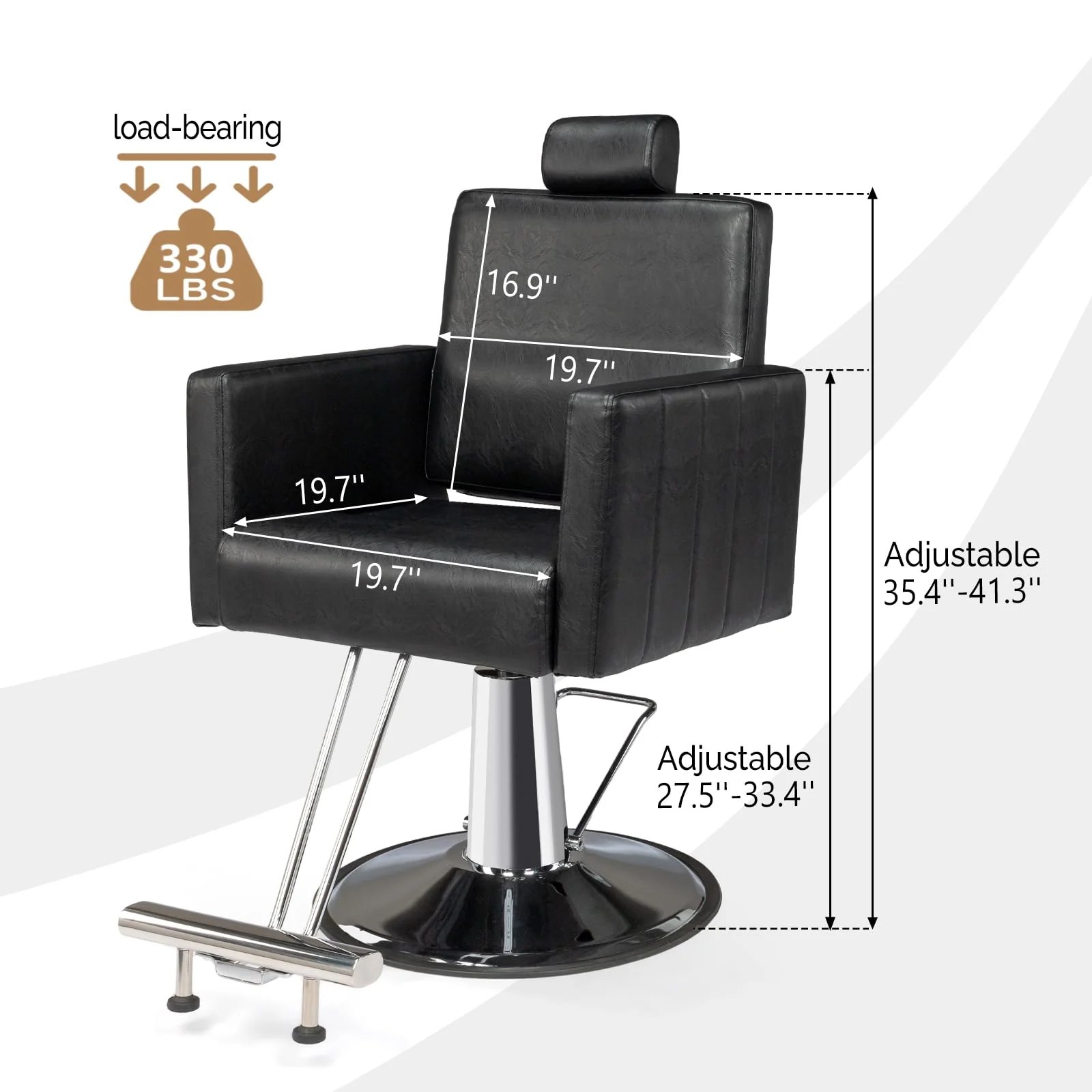 OmySalon SC2401 All Purpose Heavy Duty Reclining Hair Salon Chair w/Headrest and Embossed Pattern - Image 3